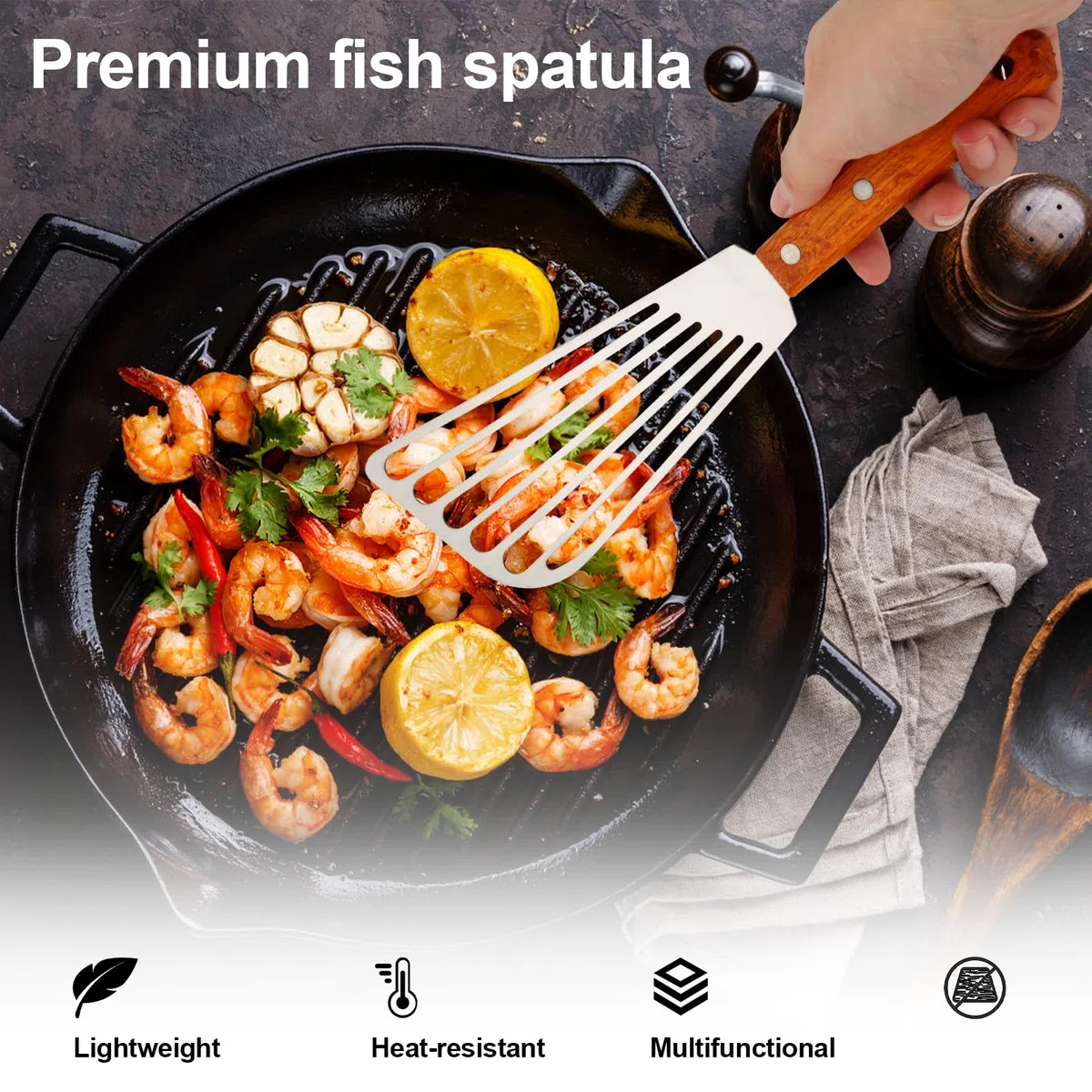 BOXOB 2pz Spatola per Pesce in Acciaio Inossidabile, Set di Spatole Pesce Resistenti Spatola Scanalata da Cucina per Girare Pancake Uova e Altro Ancora
