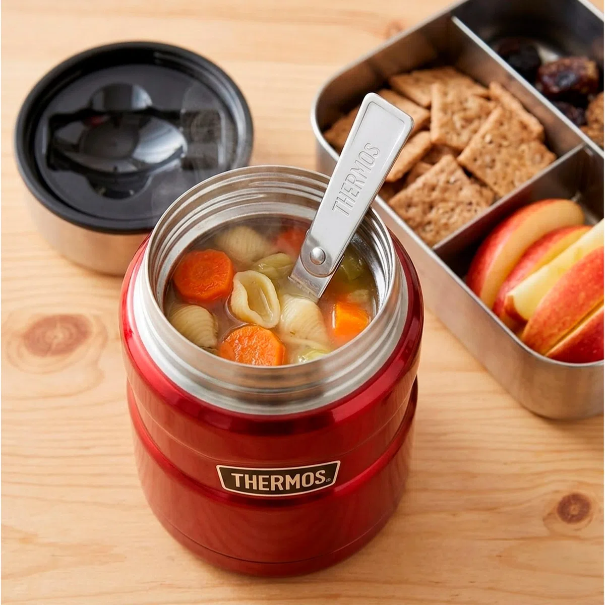 Thermos Stainless King Food Jar 0,47 l, Contenitore Termico in Acciaio Inox con Cucchiaio, Caldo per 6 Ore/Freddo 24 Ore, Assolutamente ermetico per zuppe, Cereali, Contenitore Termico per Cibo,
