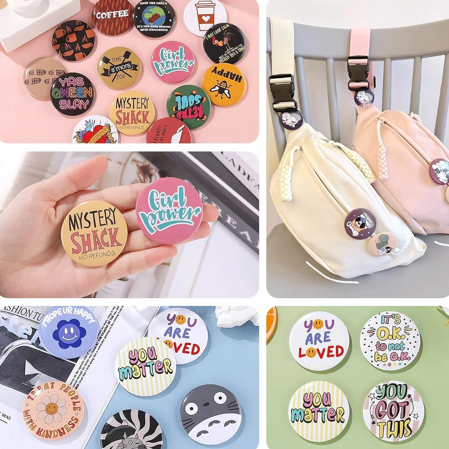 Kit di Bottoni Badge Spille Personalizzate in Metallo Plastica, 200pz Spilla Distintivo Spilla Vuoto Bottoni Basi di Acrilico Spilla per Forniture Artigianali(25 mm)