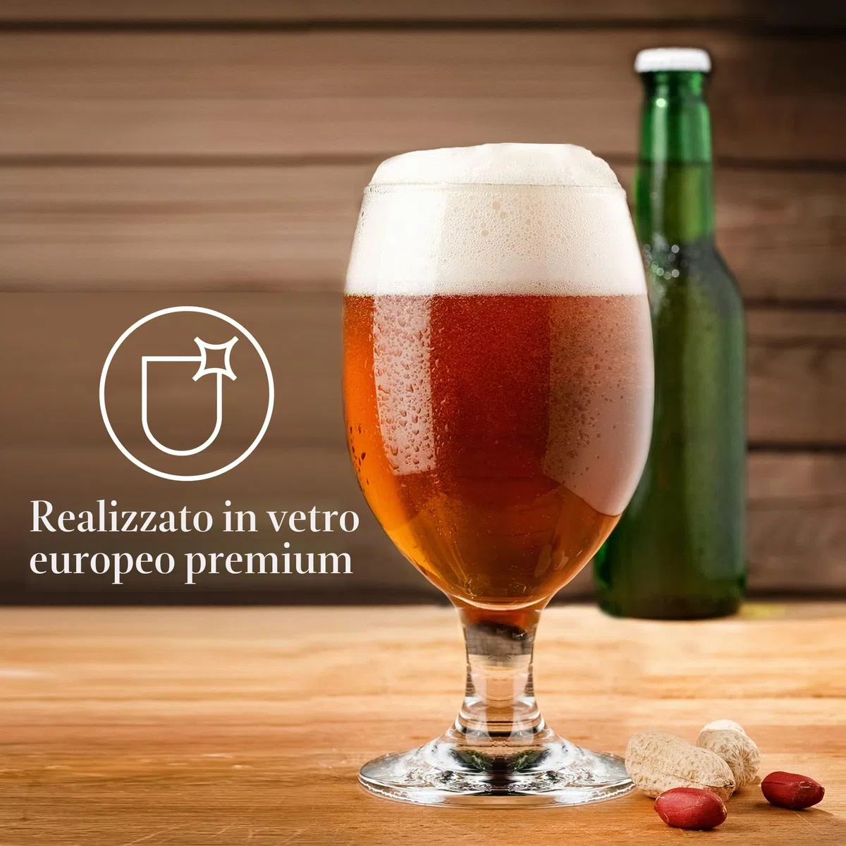 CRYSTALIA Calici da Birra Bicchieri Set 6, 400 ml, 100%SENZA PIOMBO Bicchieri Con Stelo, da Degustazione di IPA Belga, a Tulipano, Snifter, a Calice