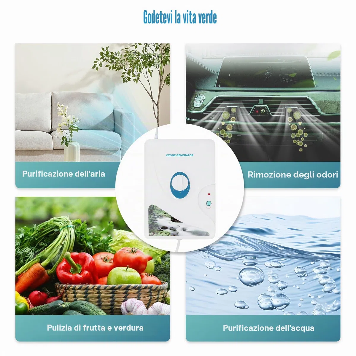 Generatore di ozono, 600 mg/h, 220 V, purificatore d'aria e sterilizzatore dell'acqua per purificare le impurità nell'acqua ed eliminare gli odori