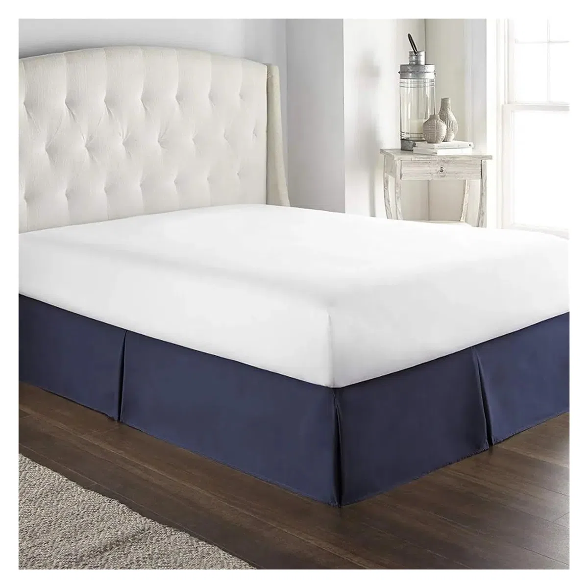 Gonna Letto Matrimoniale Gonna da Letto su Misura, Morbida e Confortevole, con Pieghe, in Tessuto Antipiega, Alta 15 Pollici(Dark White,160x190 x 35 cm)