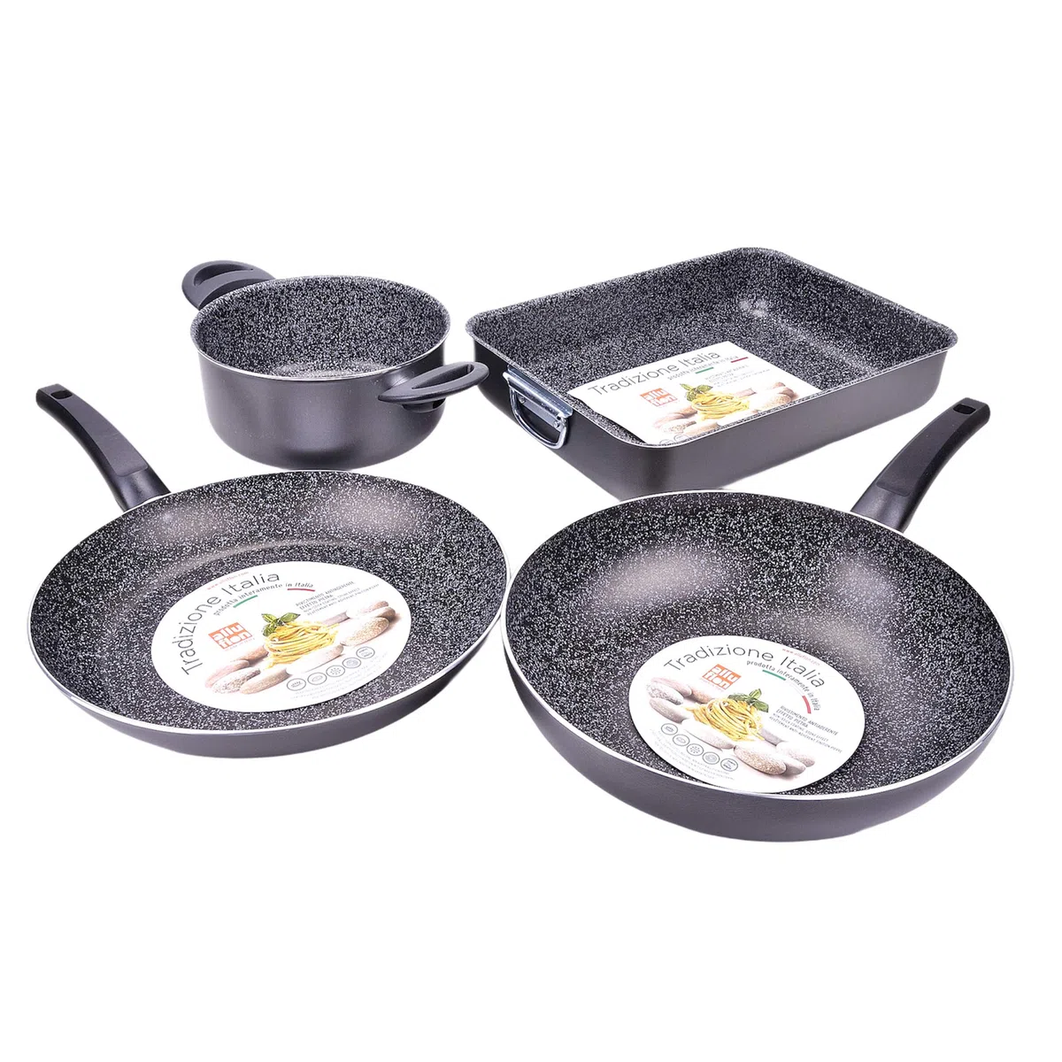 ALLUFLON Tradizione Italia Pentola, Alluminio, Nero, 22 cm