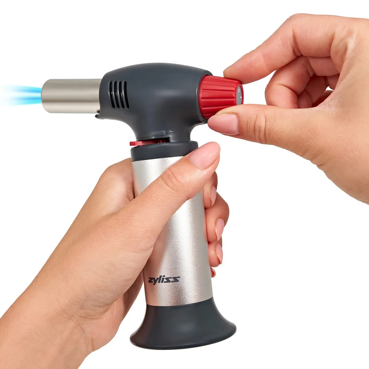 Zyliss E980202 Fiamma Ossidrica da Cucina, Acciaio Inossidabile, Plastica, Argento, Nero, Strumento di Cottura per Rosolare, Caramellare Alimenti, Facile da Ricaricare