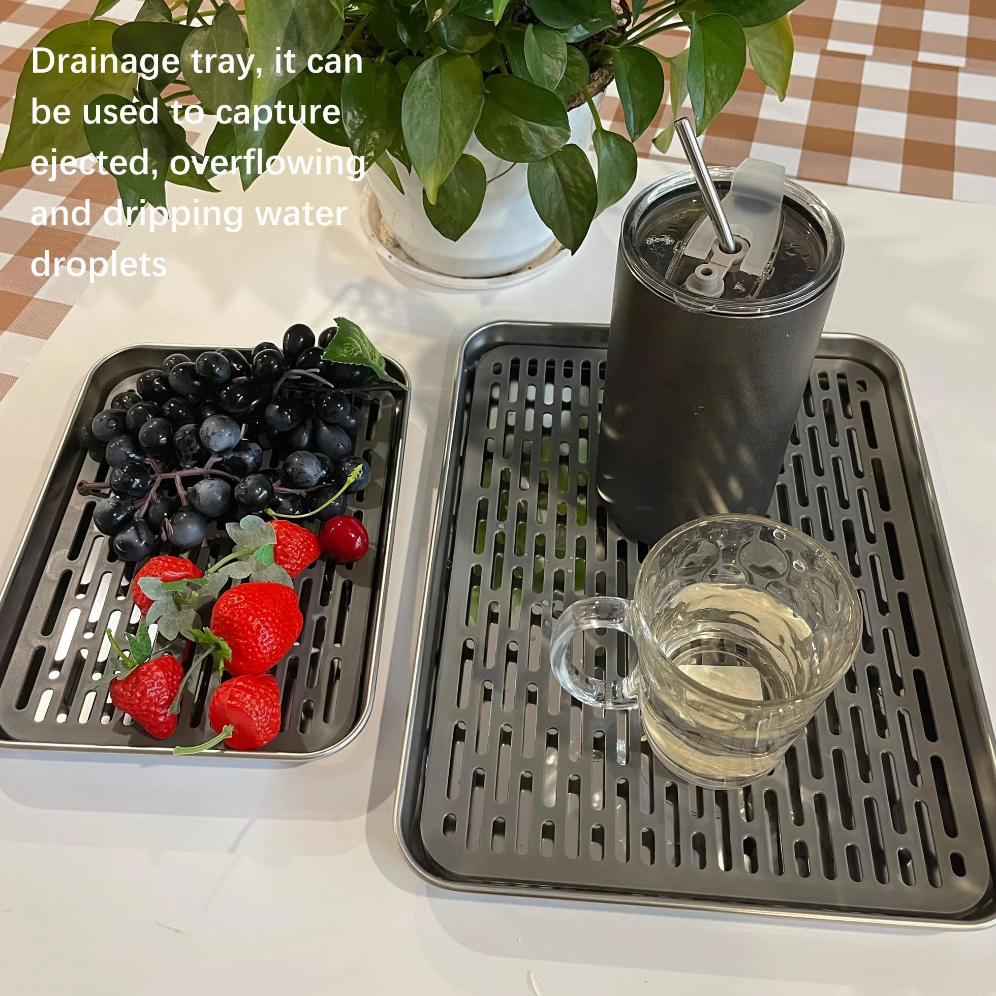 duoyif Vassoio Antigoccia In Acciaio Inossidabile, Vassoio Antigoccia Per Birra, Con Griglia Di Plastica, Vassoio Da Tè Acciaio, Vaschetta Antigoccia Per Cucina Bar Ristorante (31,5x24,5x2,5cm)