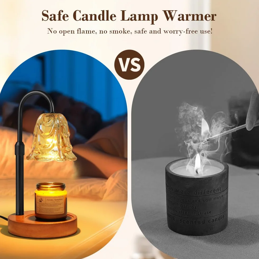 Vicloon Lampada Scalda Candela, Lampada profumata con Timer e Dimmer, Lampade Aroma Diffusore Elettrica, Altezza Regolabile, Candle Warmer Lamp con 2 Lampadine, Casa, Camera da Letto, Regalo Donna