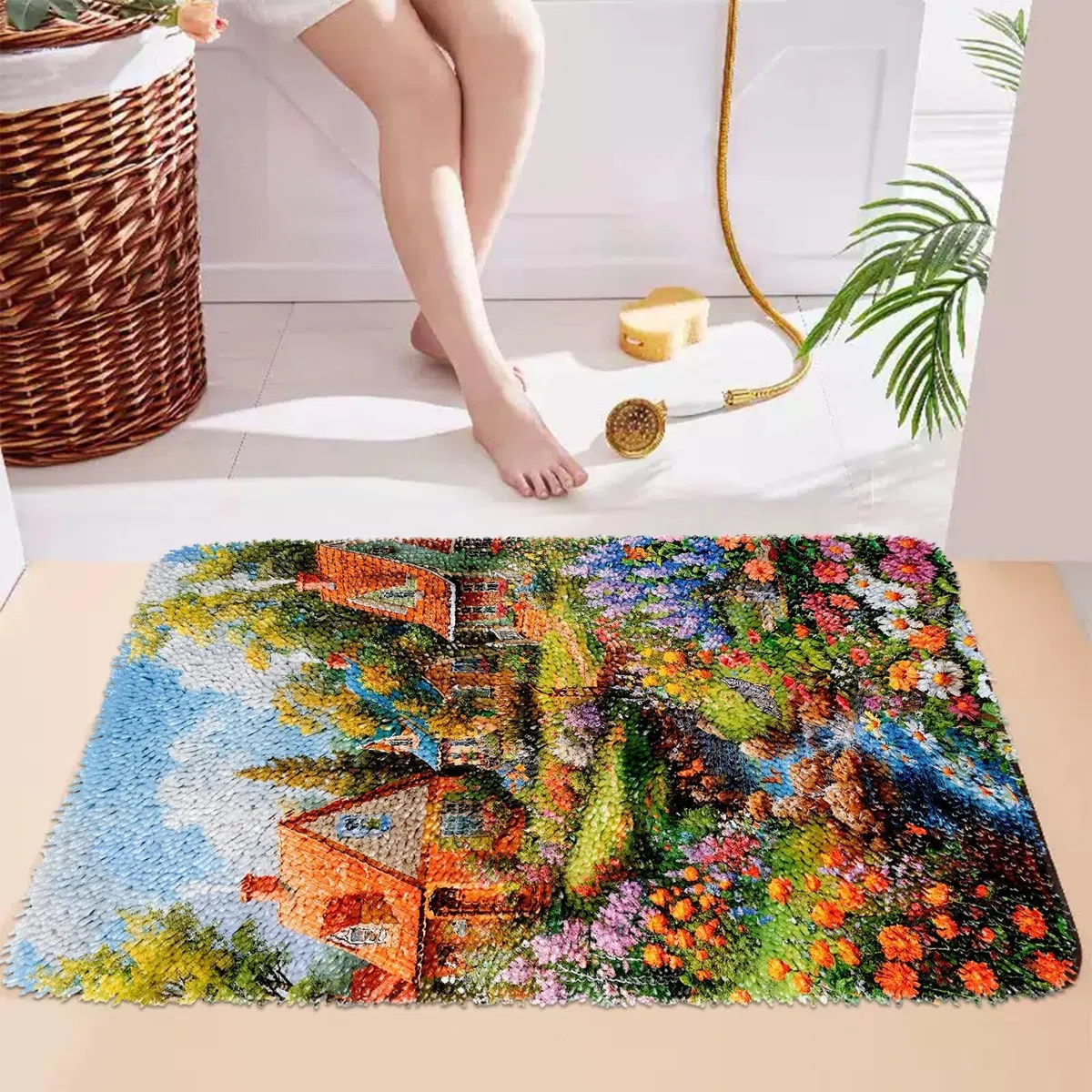 ROCKY&CHAO - Set di uncinetti per tappeti fai-da-te, per la realizzazione di tappeti per adulti e bambini, punto croce, decorazione per la casa, 60 * 40 cm - 0507A
