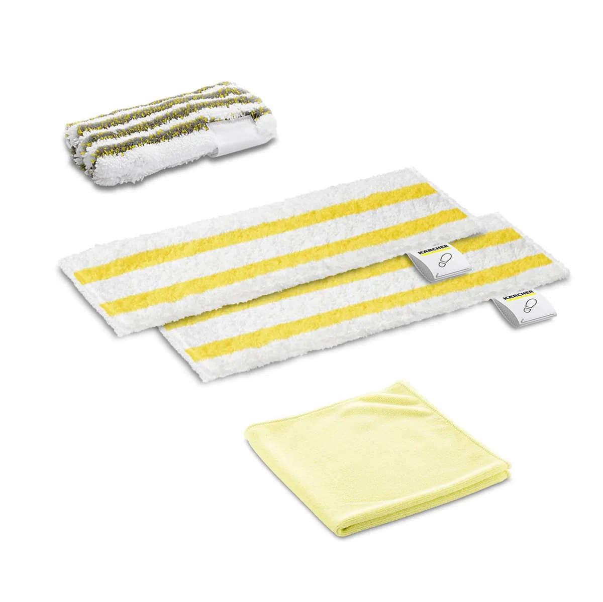 KÄRCHER Set panni per Pulizia, 2 panni universali per pavimenti (fibra ultrafine), 1 copertura abrasiva per bocchette manuali e 1 panno per lucidare, accessori originali per pulitori a vapore Kärcher