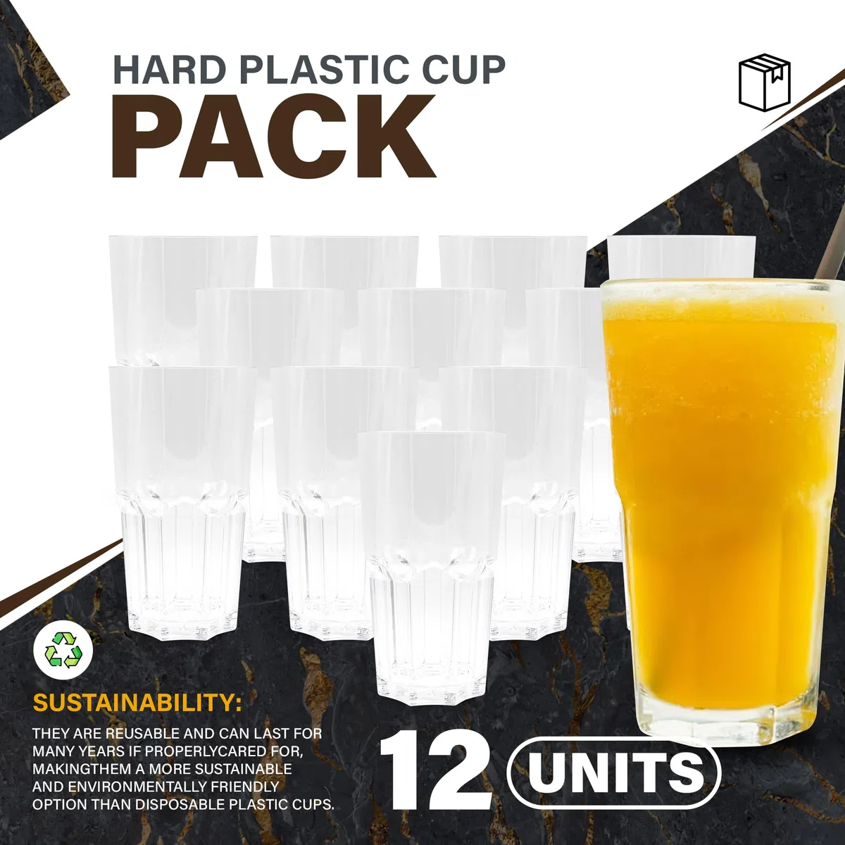 DOJA Barcelona | Bicchieri Plastica Dura | 50cl | 12 pz | Bicchiere Trasparente | 154x87x1,8mm | Bicchieri Rigidi Plastica Dura Policarbonato | Bicchieri di Plastica Dura Riutilizzabili | Acqua