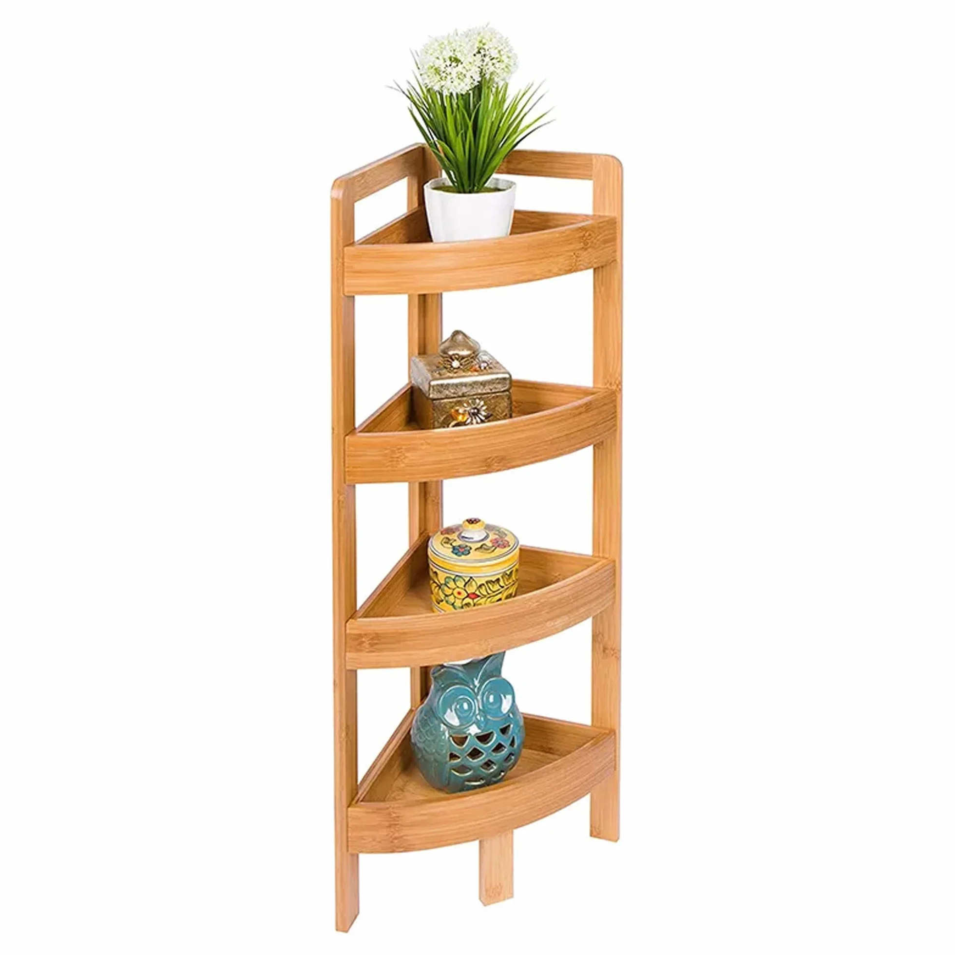 Scaffale da bagno in bambù con 4 ripiani, altezza 80 cm