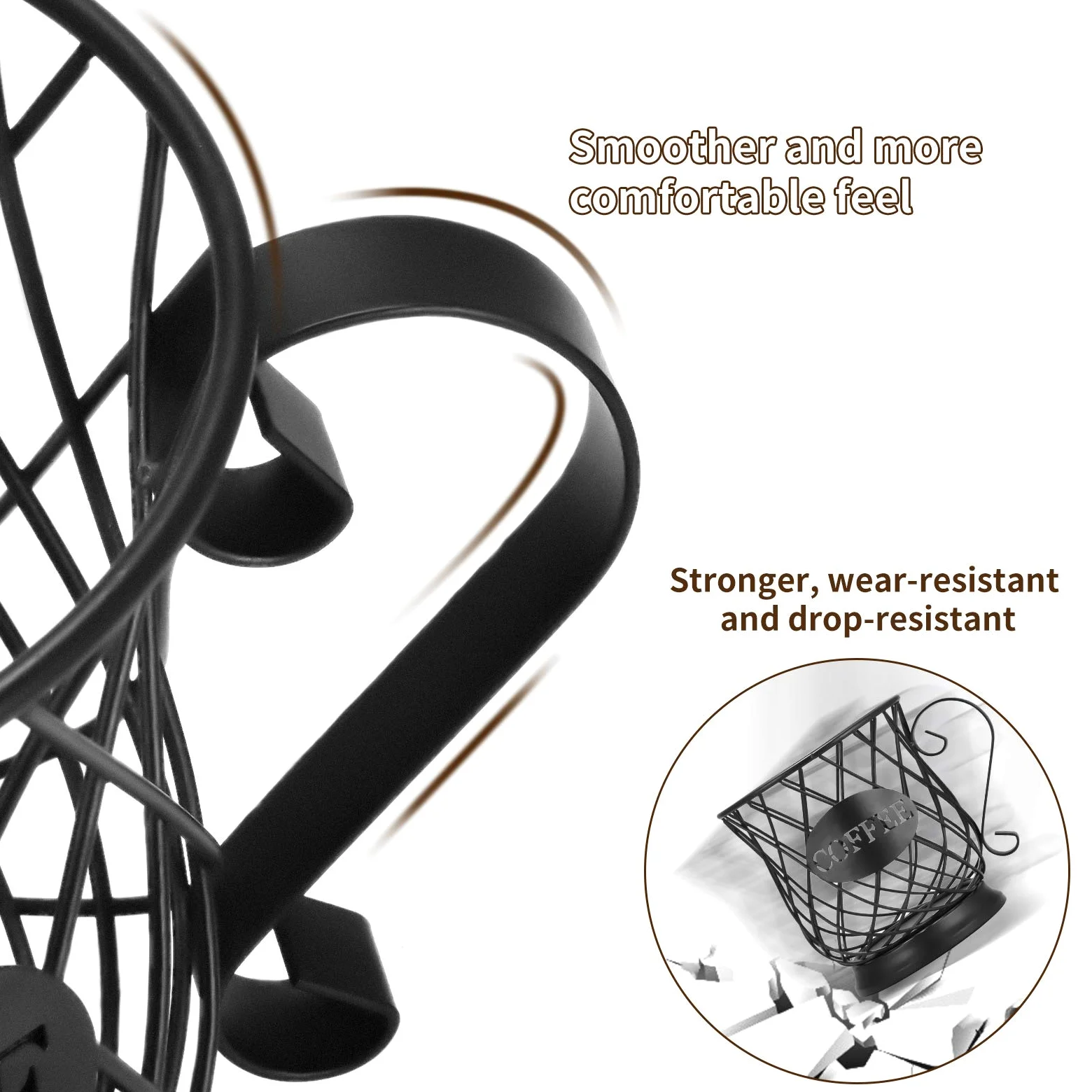 Cesto per Capsule da Caffè, Organizzatore di Cialde, Cestino Portaoggetti Design Originale Nero, Accessori Perfetti Grande Capacità