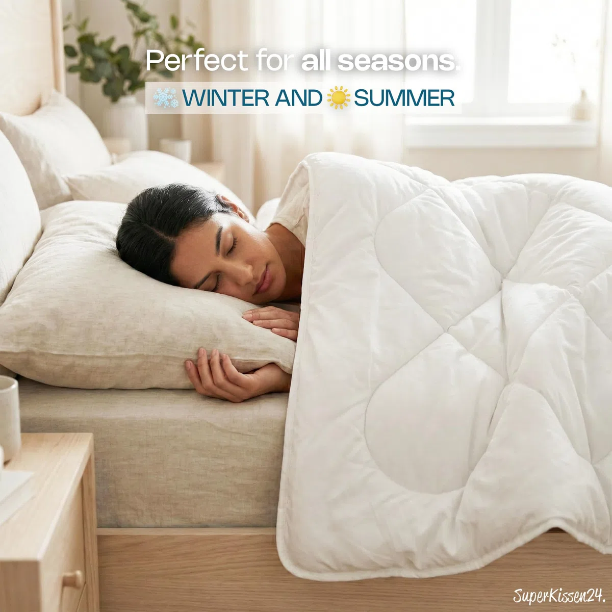 SuperKissen24. Piumino in Microfibra 160x200 cm - Trapunta Matrimoniale per Tutte Le Stagioni - Lavabile in Lavatrice, Anallergico - OEKO-TEX Standard 100 - Good Sleep Bianco
