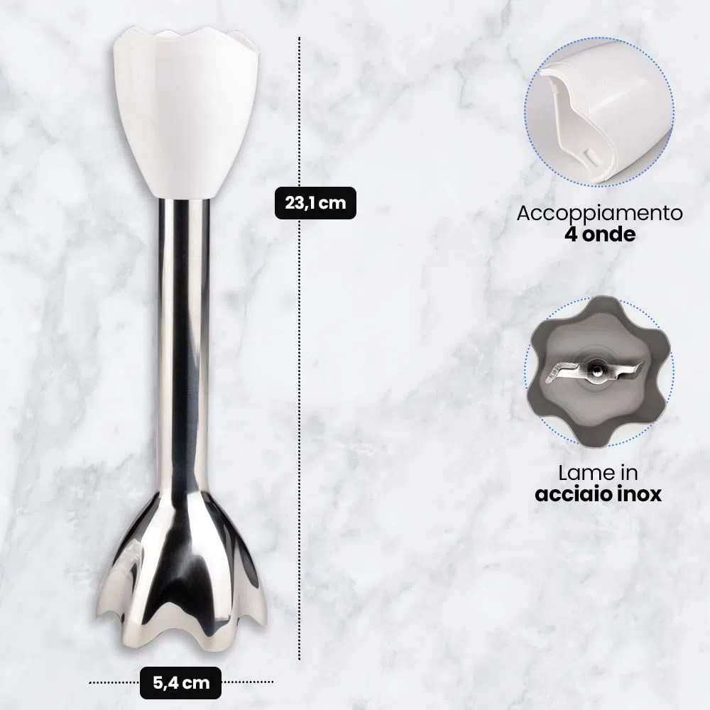 Anakel Home Braccio di Ricambio per Frullatore a Immersione compatibile con Braun Multiquick 5 e Minipimer 3 Con Accessorio a 4 Onde e 2 Lame in Acciaio Inossidabile