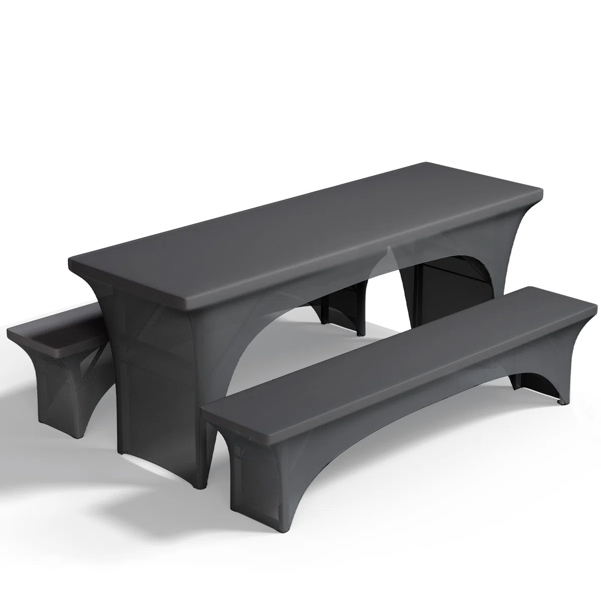 Set di 3 coperture elastiche per tavolo da birra, per panchina da birra, coprisedia elasticizzati, grigio per 70 cm di larghezza (220 x 70 x 80 cm)