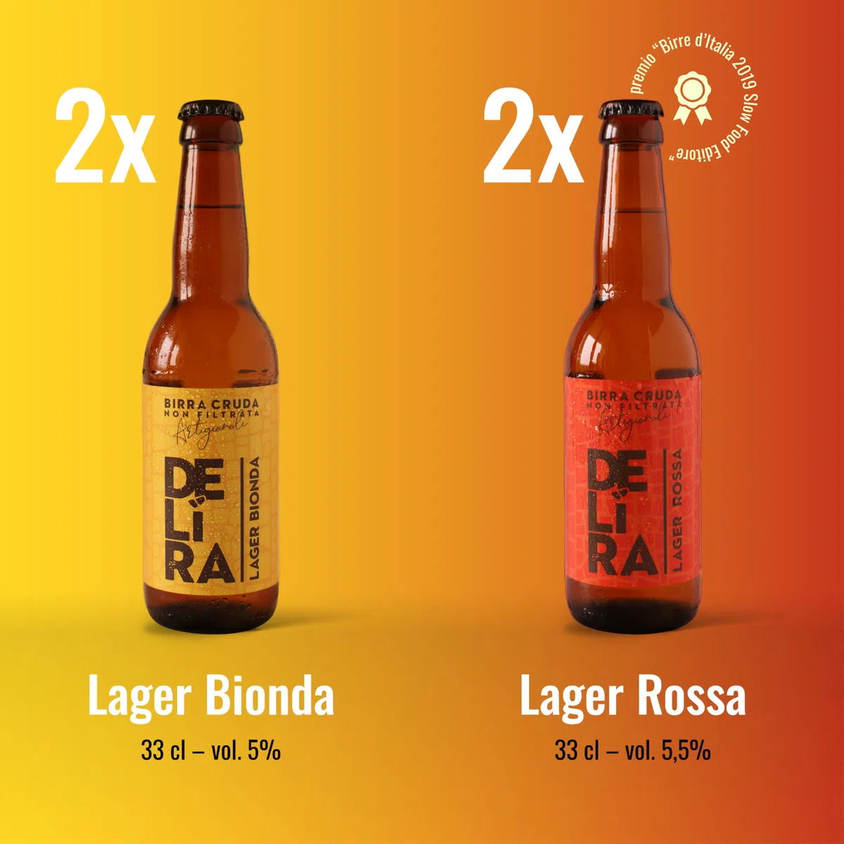 Delíra – 12 Birre Artigianali Italiana Cruda Non Filtrata | Set Degustazione Da 33 cl, Idea Regalo Particolare. Selezione: Bionda, Rossa, IPA, Weiss, APA. Salvo disponibilità di assortimento.