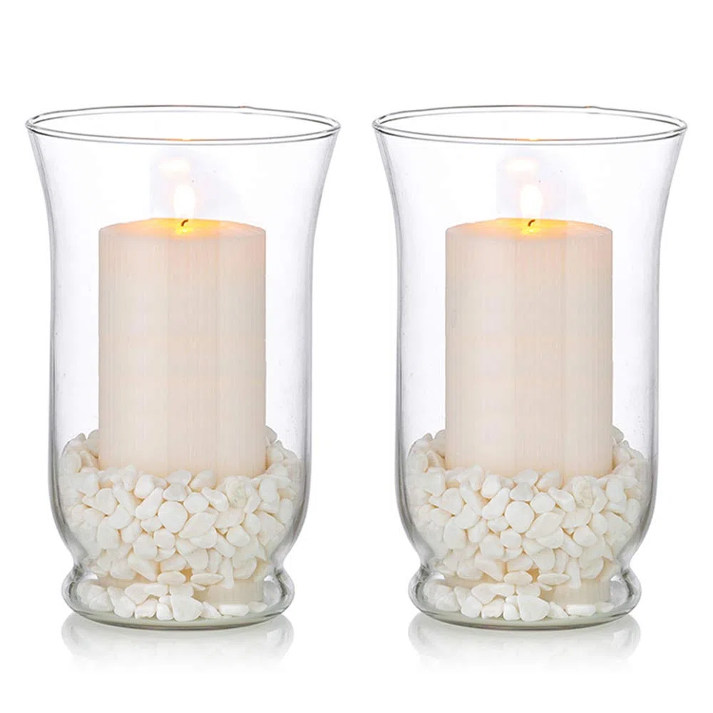 Portacandele In Pilastro Di Vetro 2 Pezzi Portacandele In Uragano Per Candele Ø 80 X 150 Mm, Vaso Da Tempesta Adatto Per Candela Galleggiante Meditazione Centrotavola Centrotavola Sala Da Pranzo Decor