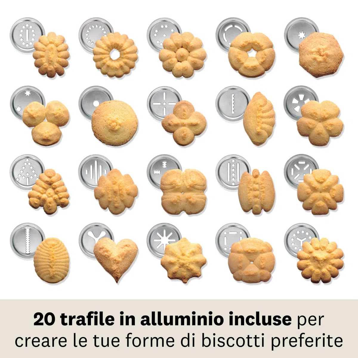 Marcato BI-CLS-ARG, Macchina per Biscotti Fatti in Casa, Acciaio Cromato,Linea Basic.