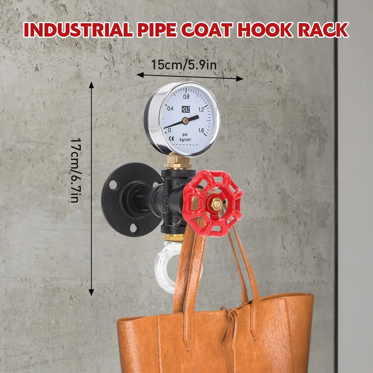 Tissting Ganci Appendiabiti in Ferro Industriale Vintage - Ganci Multifunzionali per Parete, Ideali per Casa, Ufficio, Bar e Altri Ambienti (Dimensioni: 6.3x3.9 pollici/16x10 cm)