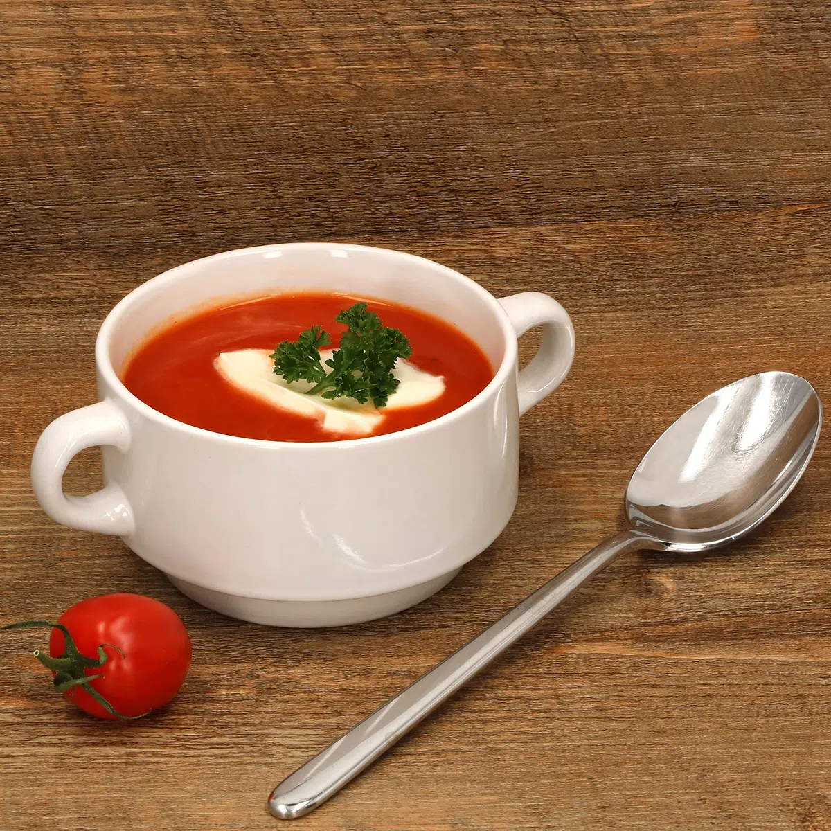 MamboCat Stiva - Set di 6 ciotole da zuppa da 250 ml, colore bianco, per 6 persone, con manico per stufato e zuppa