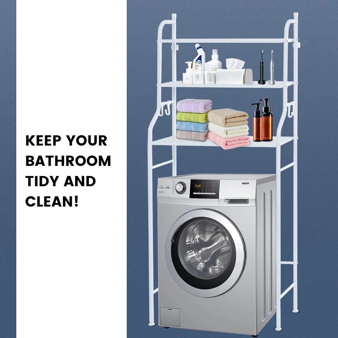 MAGIC SELECT Scaffale sopra lavatrice | Mensola da Bagno e Lavanderia Salvaspazio con 3 ripiani | Scaffale Organizer Impermeabile | Regolabili in altezza