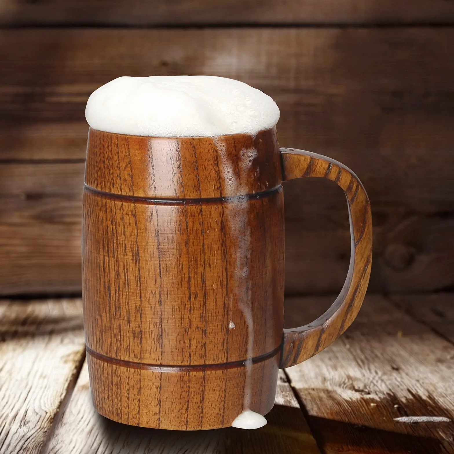 Ayiaren Boccale da birra in legno da 680,4 g, tazza vichinga in legno, per uomini e donne, tazza da tè da caffè, regalo per gli amanti della birra tazza maschile fatta a mano da uomo grandi tazze da