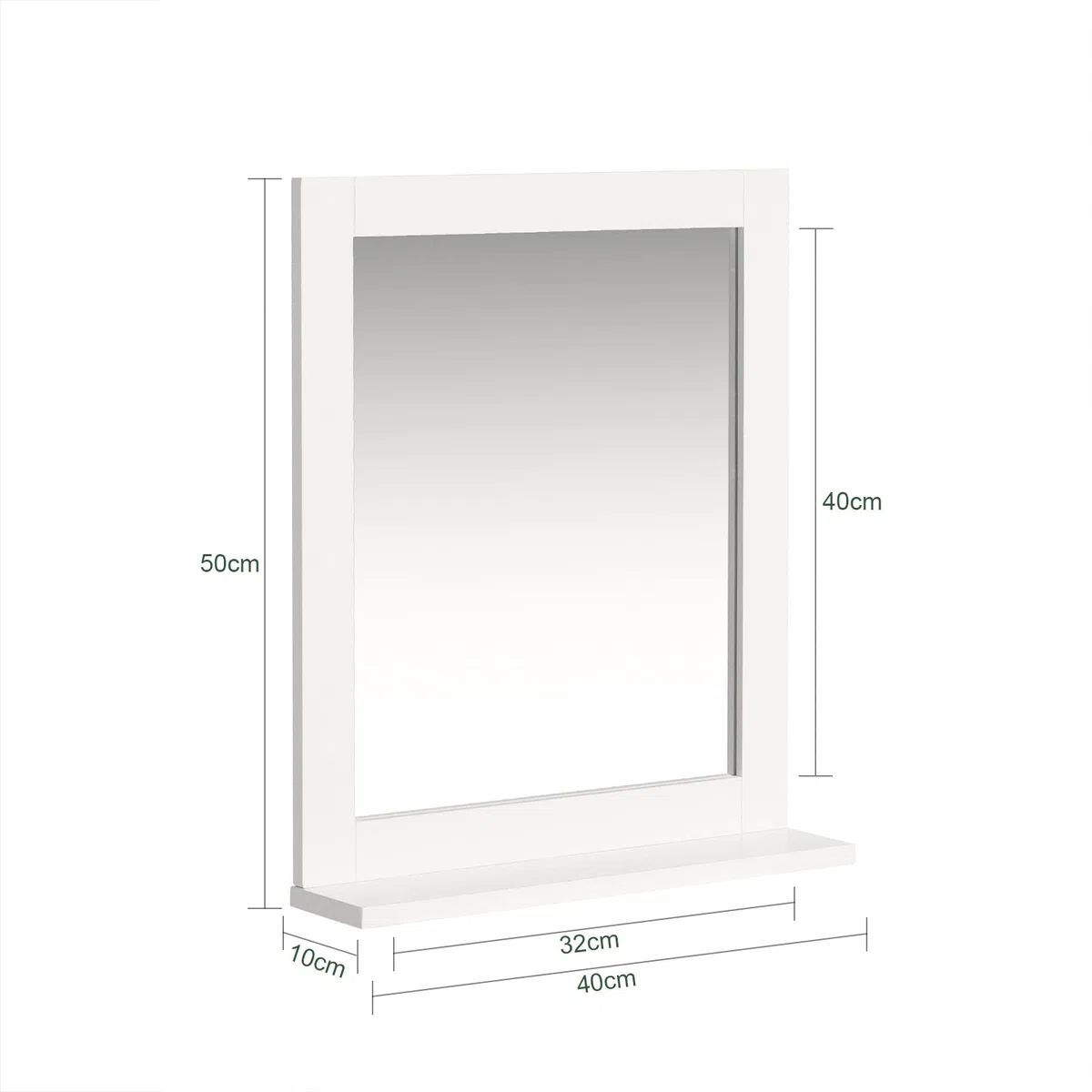 SoBuy Pensile Bagno Sospeso con Specchio Mobiletto Bagno Salvaspazio Armadietto da Parete con Mensola, Specchio Contenitore per Lavatrice, Lavandino, Lavanderia Bianco 40x49x10cm FRG129-W