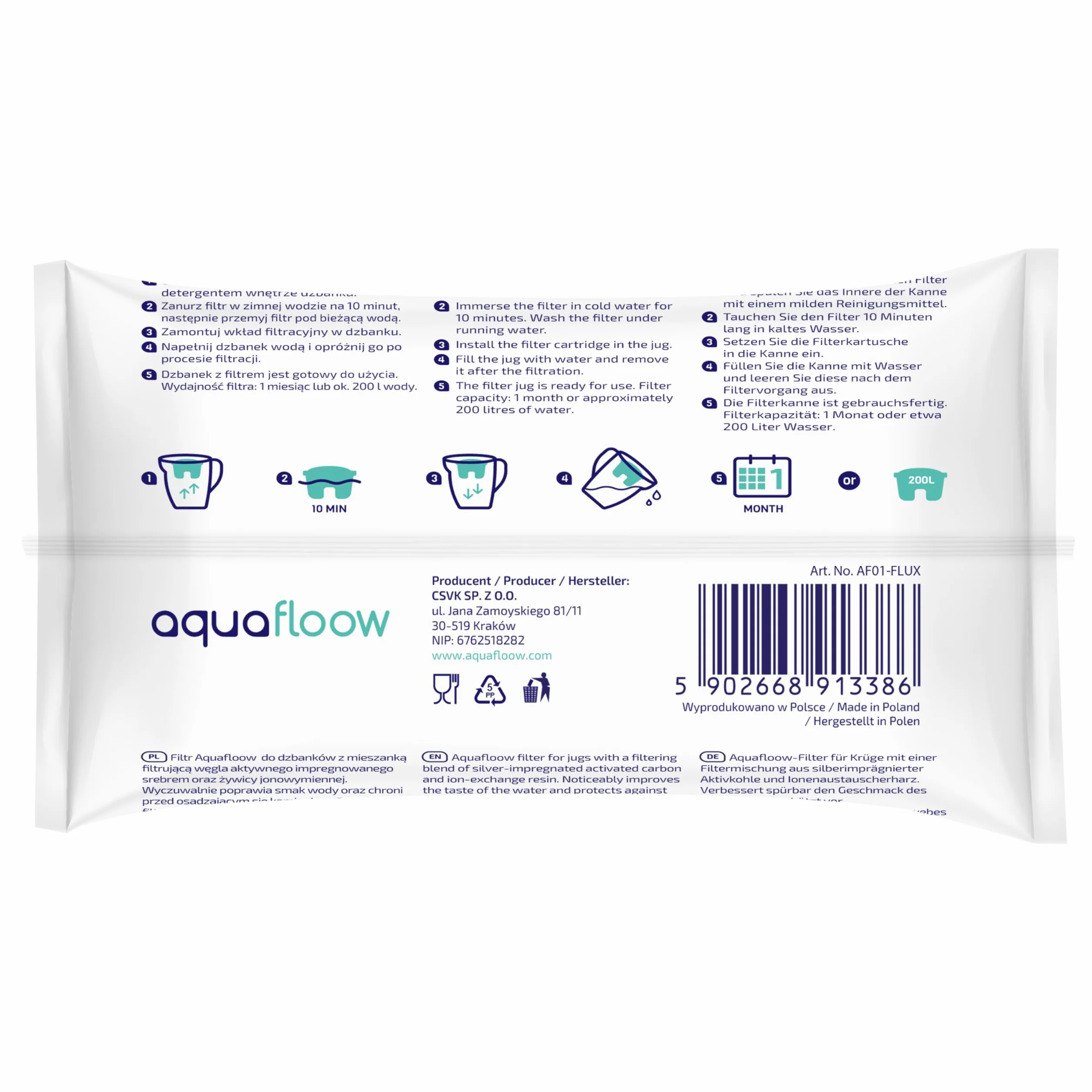 Aquafloow Aqua Flux, Cartucce filtranti per il Trattamento dell'Acqua 8 Unità | Compatibili con Laica Bi-Flux, PearlCo, Dafi Unimax | Riduce Cloro, Calcare e Impurità