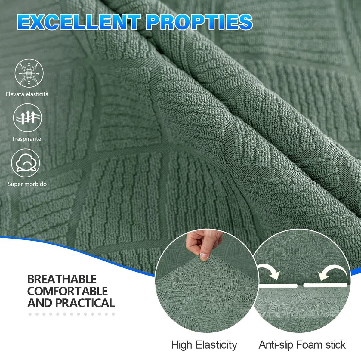 Ystyle Copridivano Impermeabile 2 Posti con Braccioli, Universale Copridivani Elastici, Copri Divano AntiGraffio Gatto Lavabile, Sofa Cover Antimacchia Antiscivolo，Verde Chiaro