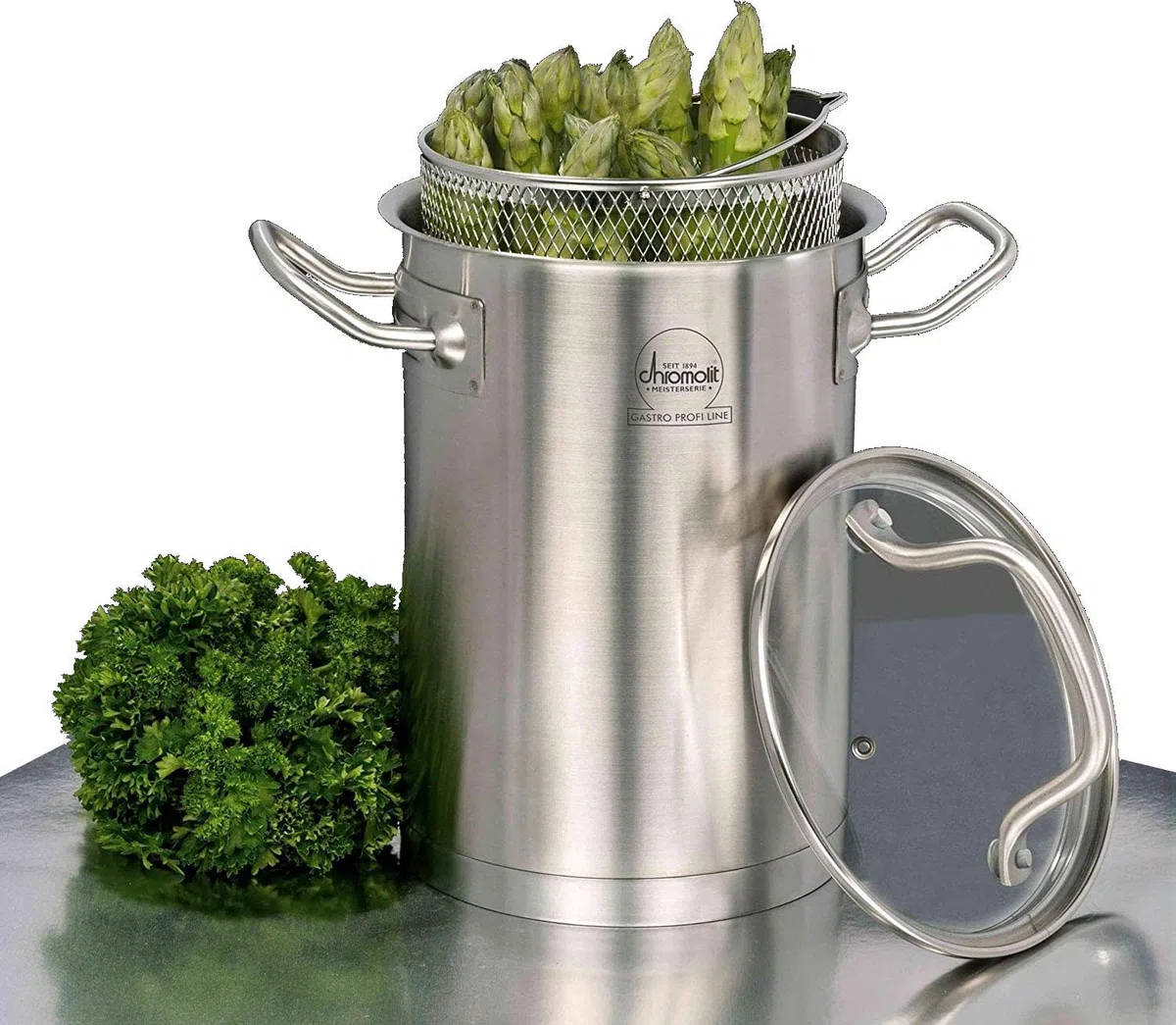 Acciaio Inox Cuoci Asparagi Con Coperchio IN Vetro Piatto Noodle Pentole Induzione Pentola