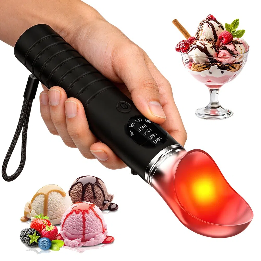 Paletta per gelato riscaldata, paletta per gelato elettrica ricaricabile con 4 marce, Paletta Elettrica per Gelato, Riscaldato Elettrico per Ghiaccio con impermeabilità IP67 per gelato duro