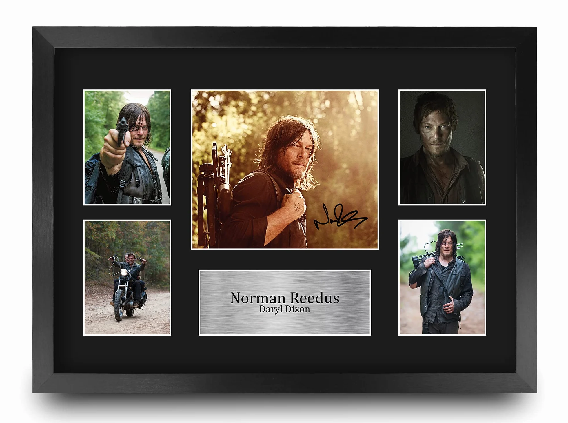 HWC Trading FR A3 Norman Reedus Walking Dead Daryl Regali Stampati Autografo Firmato Immagine Per Gli Appassionati Di Programma Televisivo - A3 Framed