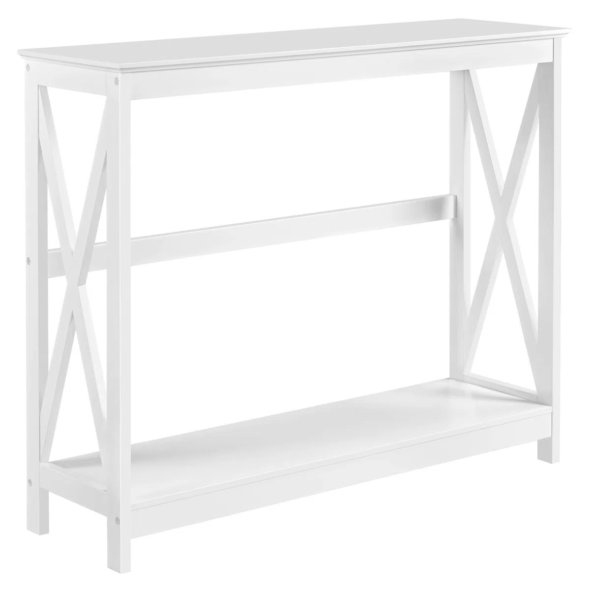 Yaheetech Mobile Ingresso Moderno Tavolino Consolle da Entrata Consolle da Divano a 2 Ripiani Stuttura a X Tavolo d Ingresso Salvaspazio 2 Livelli Soggiorno Corridoio 102 x 30 x 81 cm Bianco