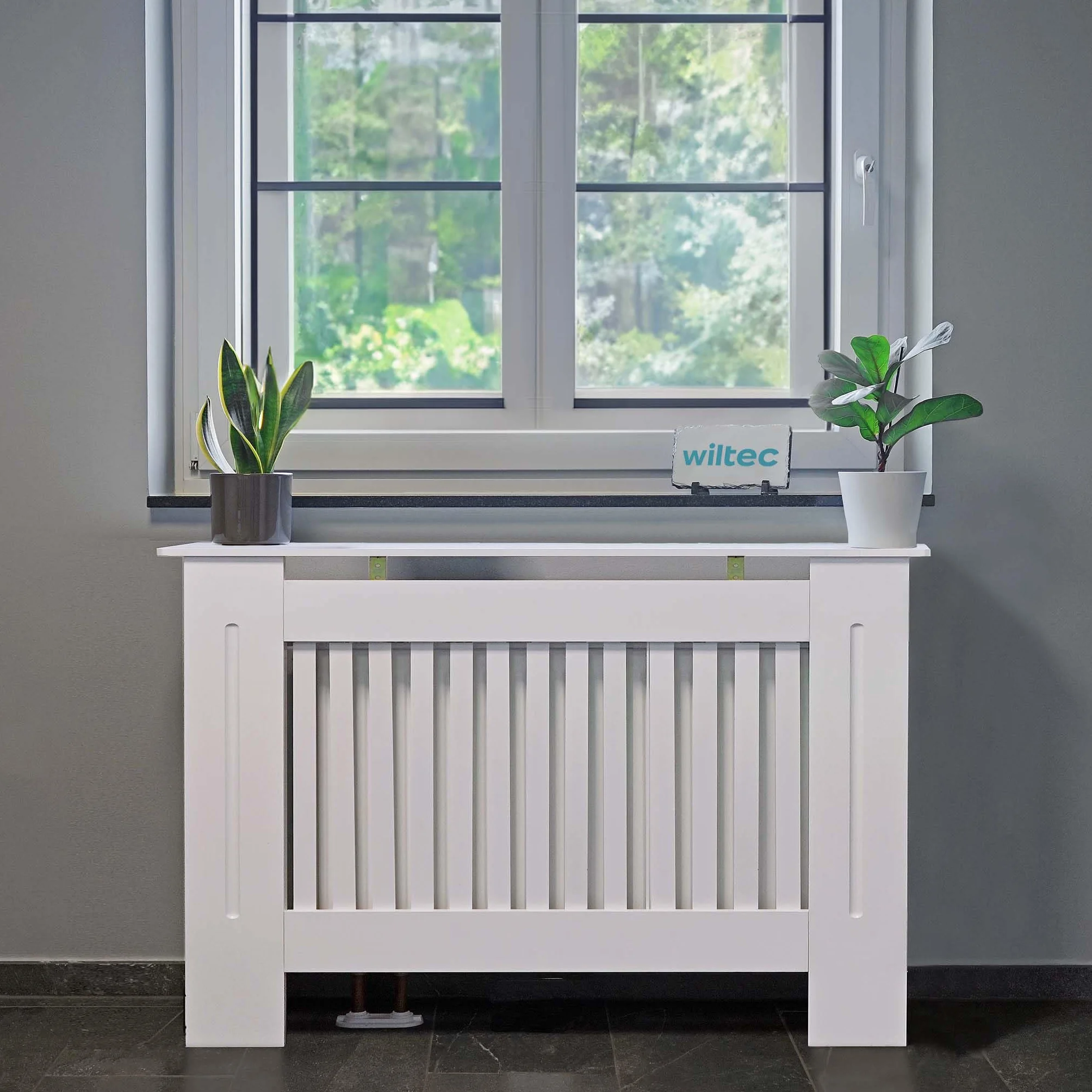 Copritermosifone in MDF Bianco 78x19x82cm Copricalorifero a doghe