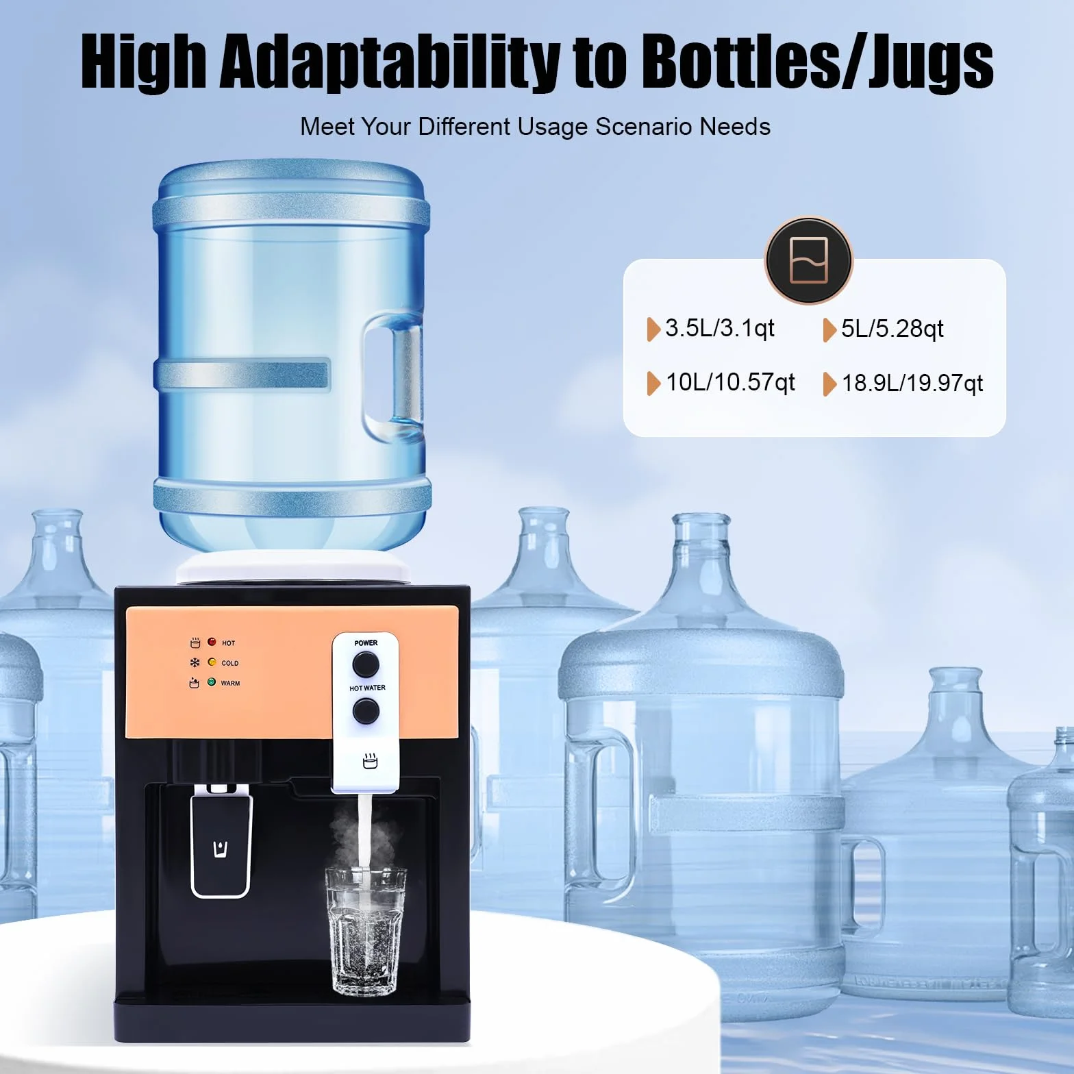 Dispenser di acqua automatico, 550 W, dispenser di acqua elettrico con raffreddamento, dispenser di acqua calda, dispenser di acqua fredda per scrivanie, comodini, tavolini da caffè