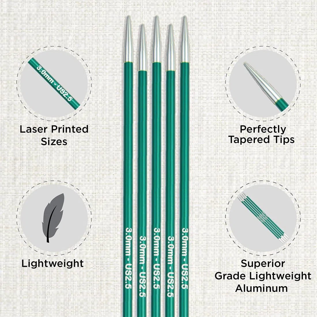 KnitPro 47422 Zing Set ferri da maglia a doppia punta, 20cm Lunghezza, Set di 6