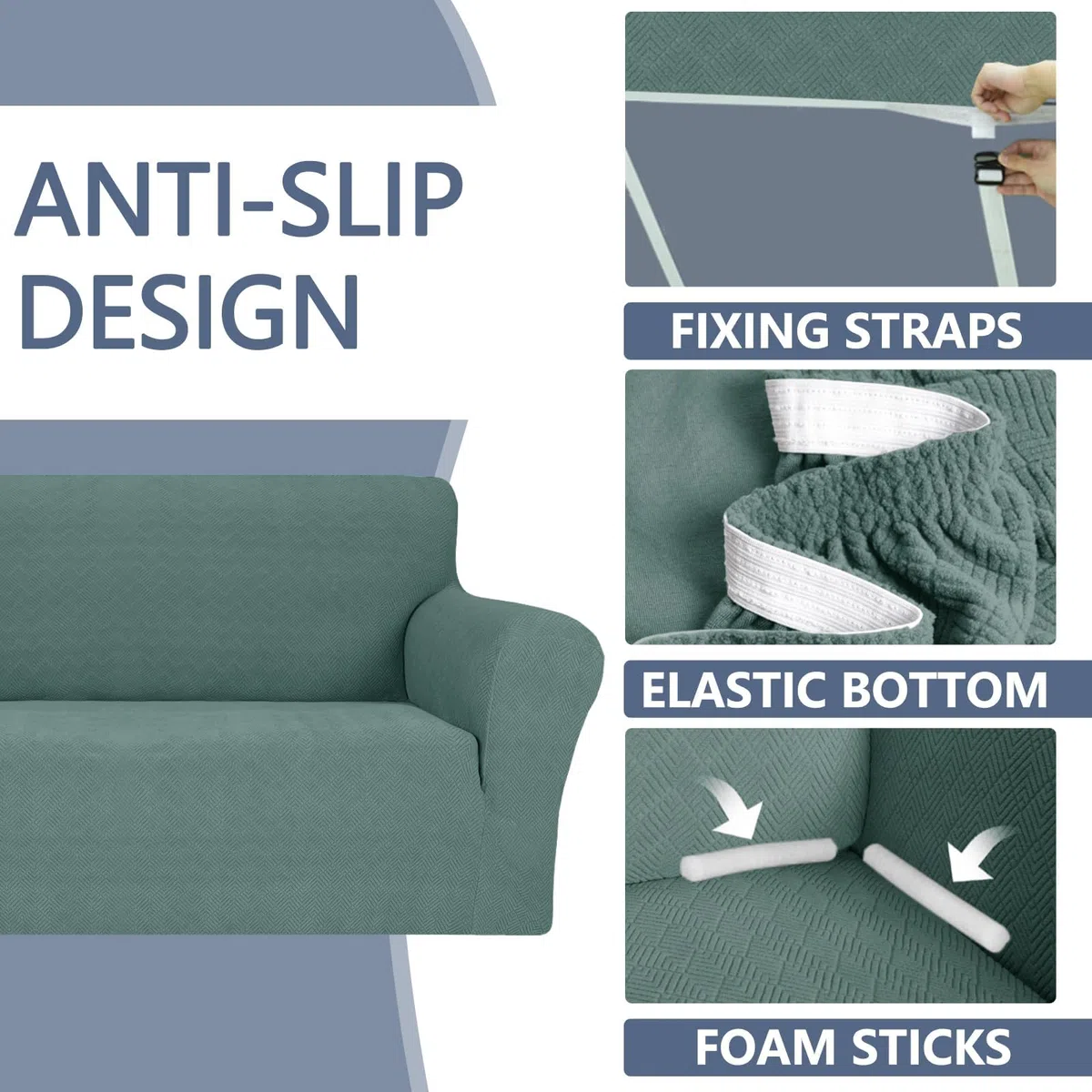 Ystyle Copridivano 2 Posti Con Braccioli, Super Elasticizzato Fodera Divano, Copridivani Antigraffio Gatto Antiscivolo Antimacchia, Universale Moderno Sofa Cover Lavabile, Verde