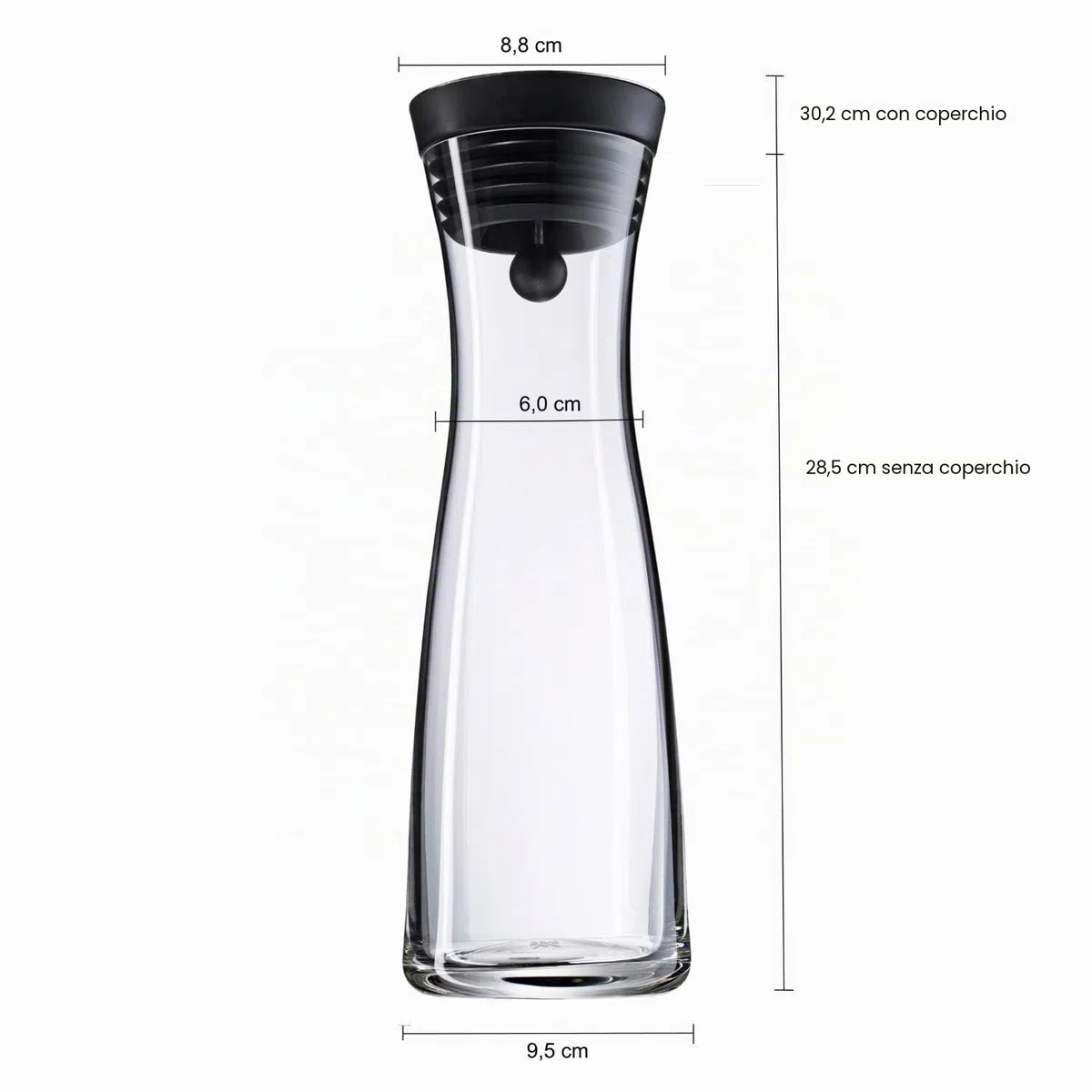 WMF Basic Caraffa per acqua di base, 1 L, Vetro, Nero