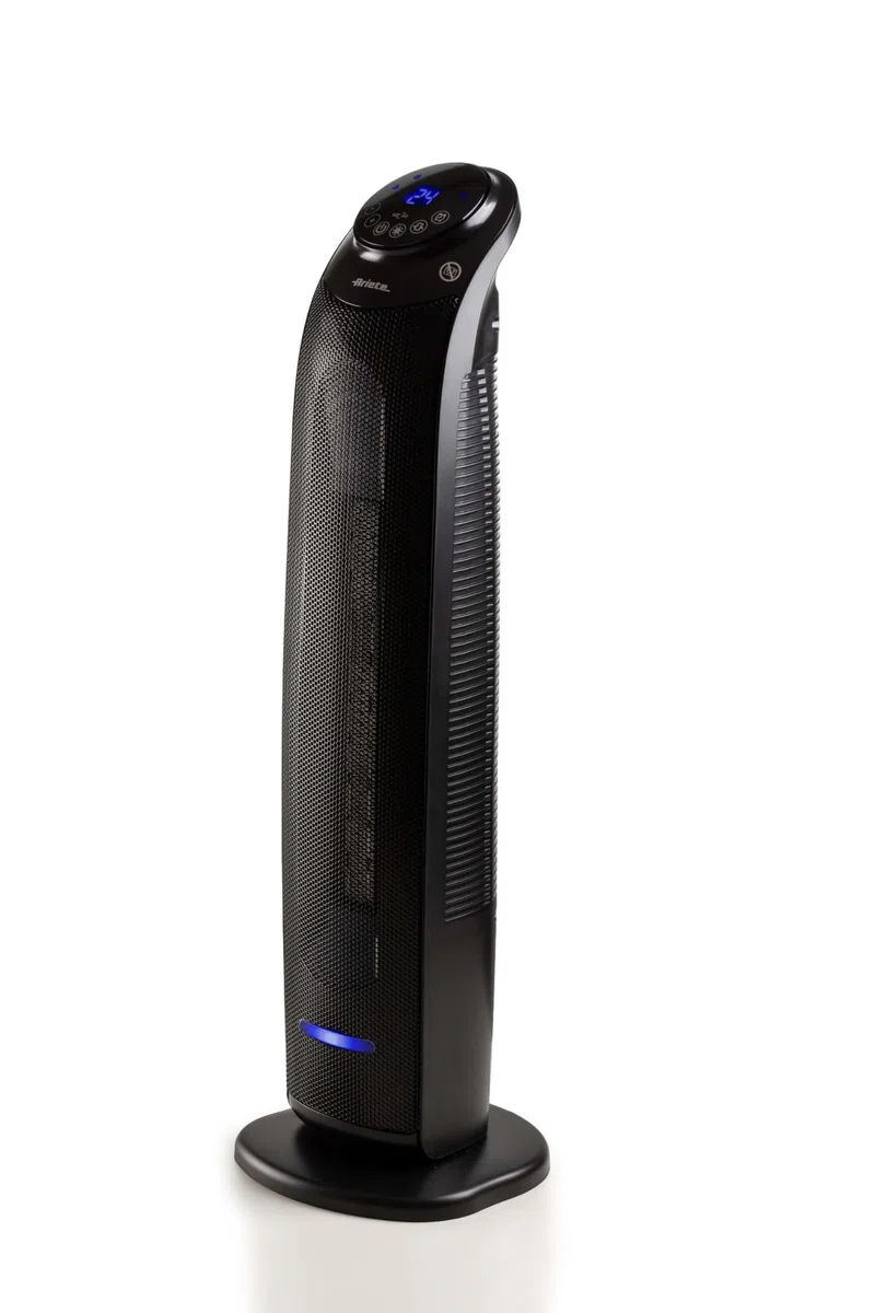 Ariete 8213 Termoventilatore a torretta, 2200W, 3 velocità, Timer fino a 8 ore, Funzione ventilazione, Funzione oscillazione, Tecnologia ceramica, Led display, Nero