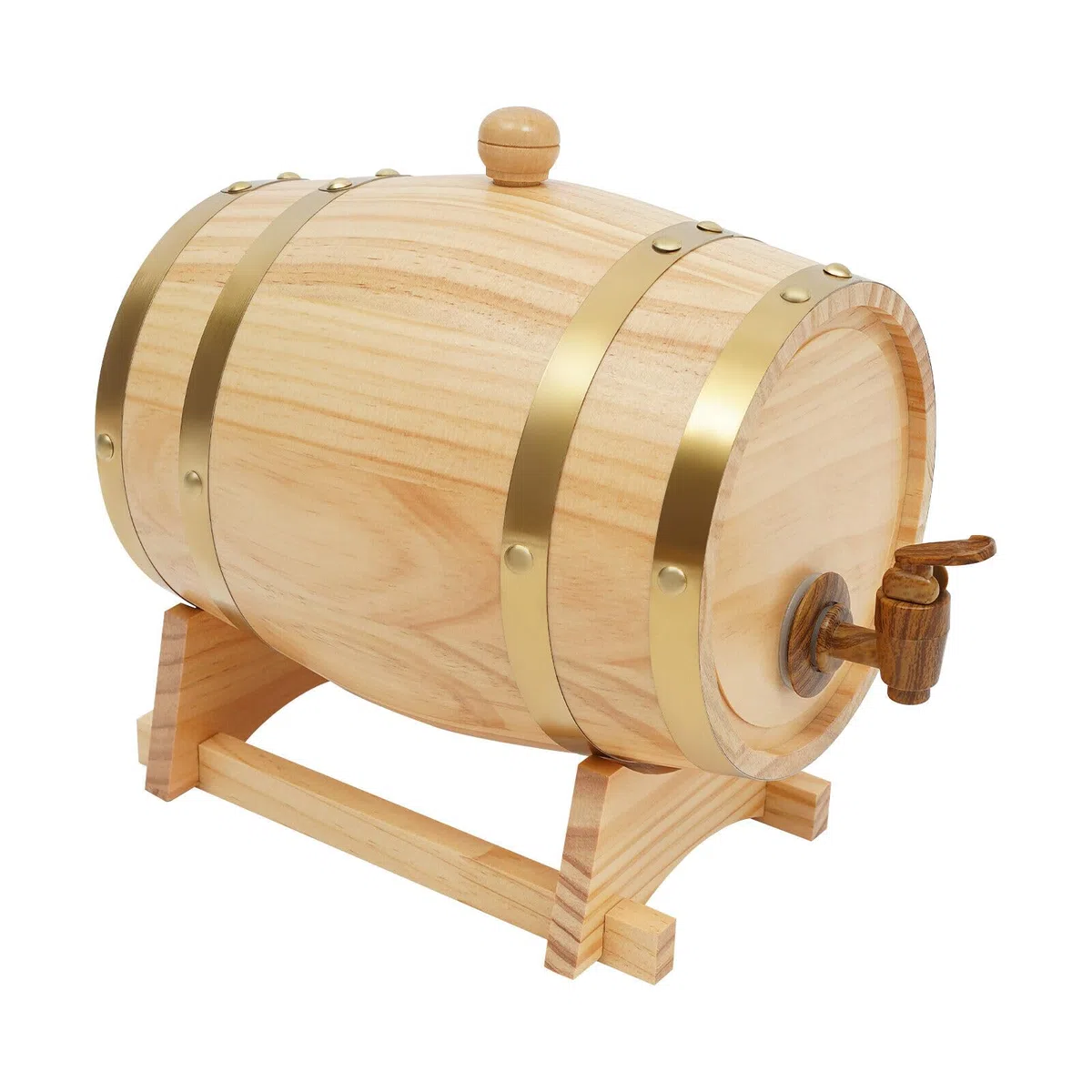 Botte di legno da 3 l, 5 l, per vino, in legno di pino, per la conservazione di whisky, bourbon e rum (extra, litri, 3)