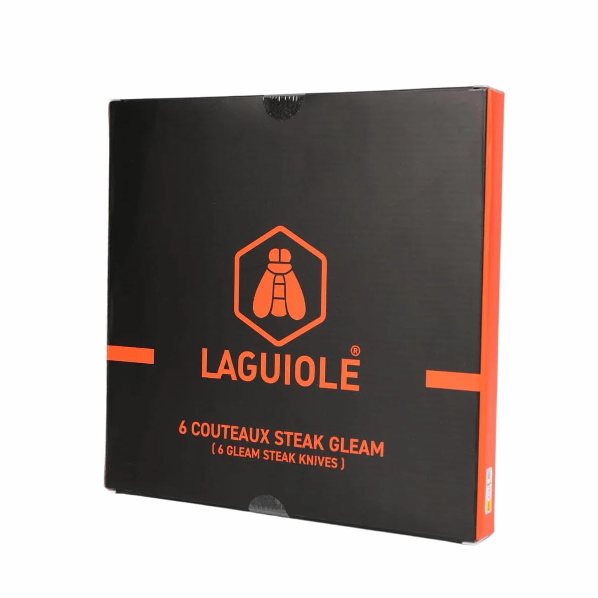 LAGUIOLE, Set 6 Coltelli Bistecca 'Gleam' Neri - Lama in Acciaio 3CR13, Manico ergonomico in ABS, Eccezionale Nitidezza, Durezza 53 HRC, 22,3 cm, Finitura a Specchio, Nero