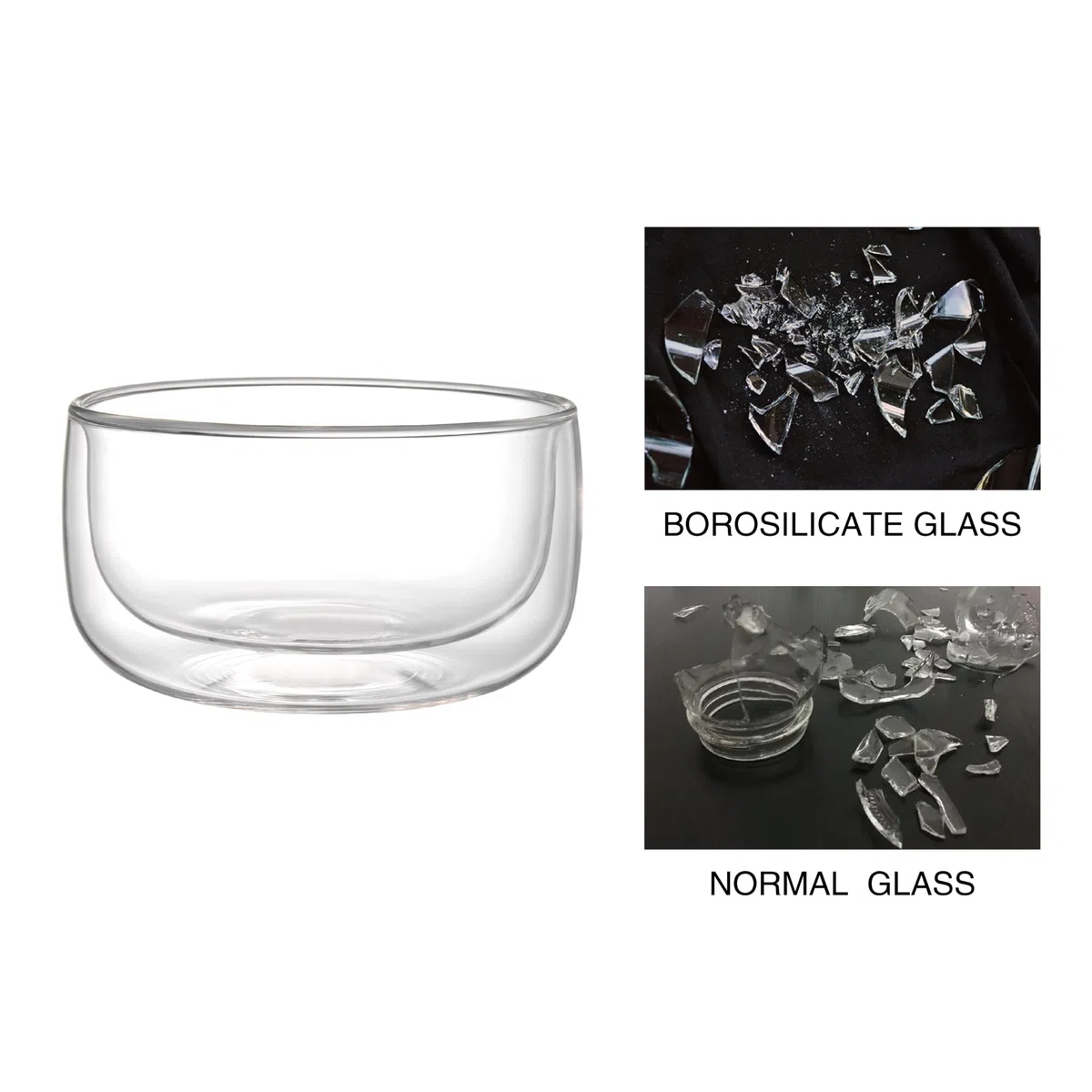 Kadum Set di 4 bicchieri da dessert a doppia parete, in vetro, 350 ml, in confezione regalo con effetto fluttuante, idea regalo, lavabile in lavastoviglie