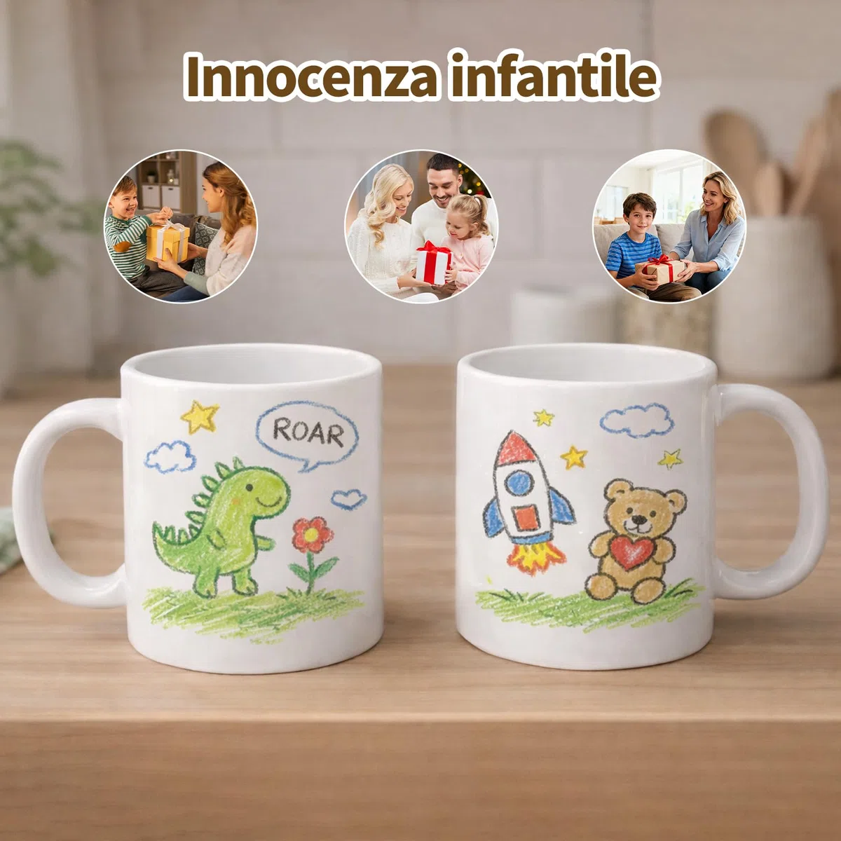 Kit Tazze da Dipingere 2 Tazze in Ceramica da Decorare 12 Pennarelli per Porcellana a Asciugatura Rapida 12 Stencil Design (24 Motivi) Astuccio & Istruzioni – Set Fai da Te Regalo