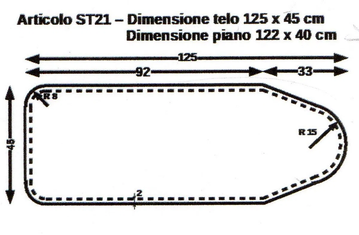Copriasse da Stiro con Mollettone disponibili 9 Misure-made in italy (D - 125x45 cm)