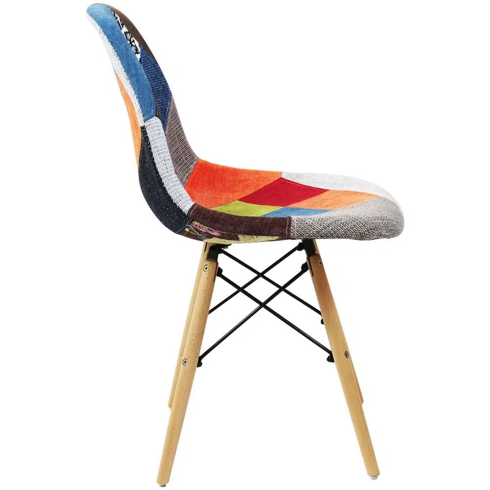 buybuy Sedia Serie Picasso Stile Patchwork Nordico con Seduta in stoffa Imbottita in Spugna Cucita a Mano, Piedi in Legno di Faggio e Metallo, Portata fino a 130kg