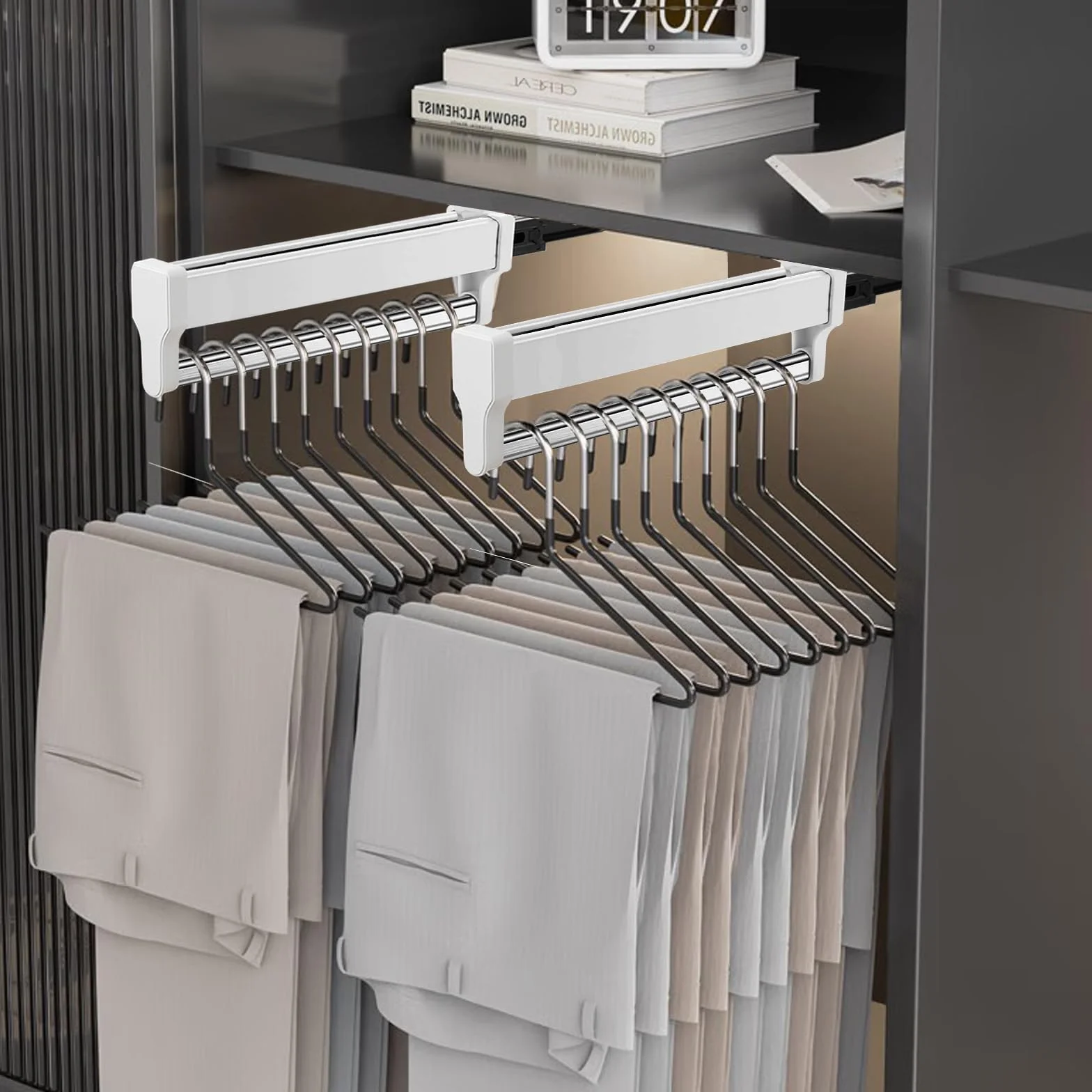 Asta appendiabiti estensibile e regolabile, ideale per appendere le grucce, 347 mm, bianco