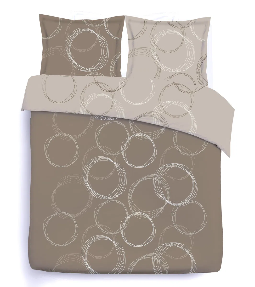 VISION LENNY marrone - 100% cotone - Set Copripiumoni matrimoniale reversibile 260 x 240cm con 2 federe 65 x 65cm per letto matrimoniale maxi - Tessuto morbido e confortevole - Certificato Oeko-Tex
