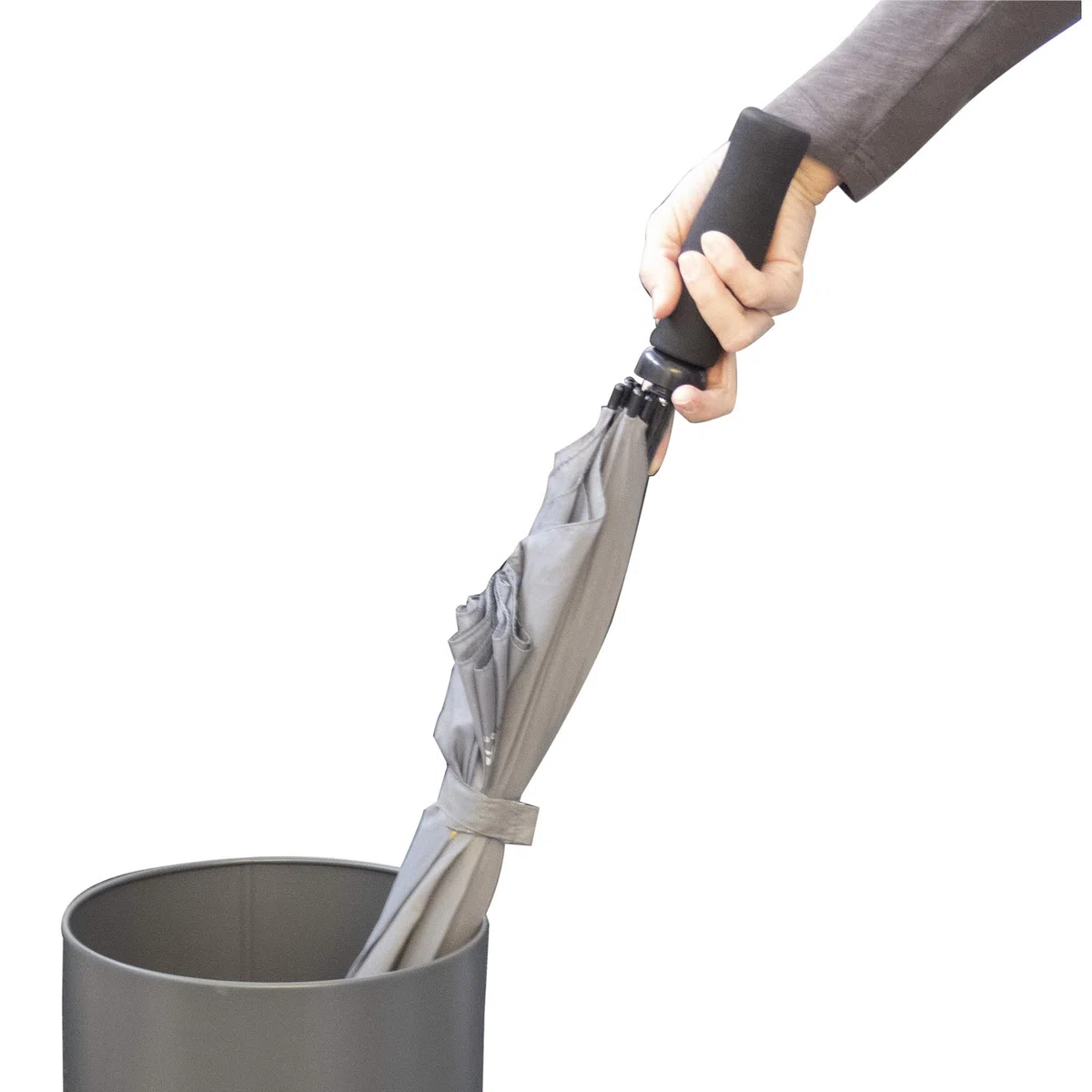 kela Portascialli in acciaio inox, portaombrelli con vaschetta raccogligocce, altezza 50 cm, SWING, grigio scuro