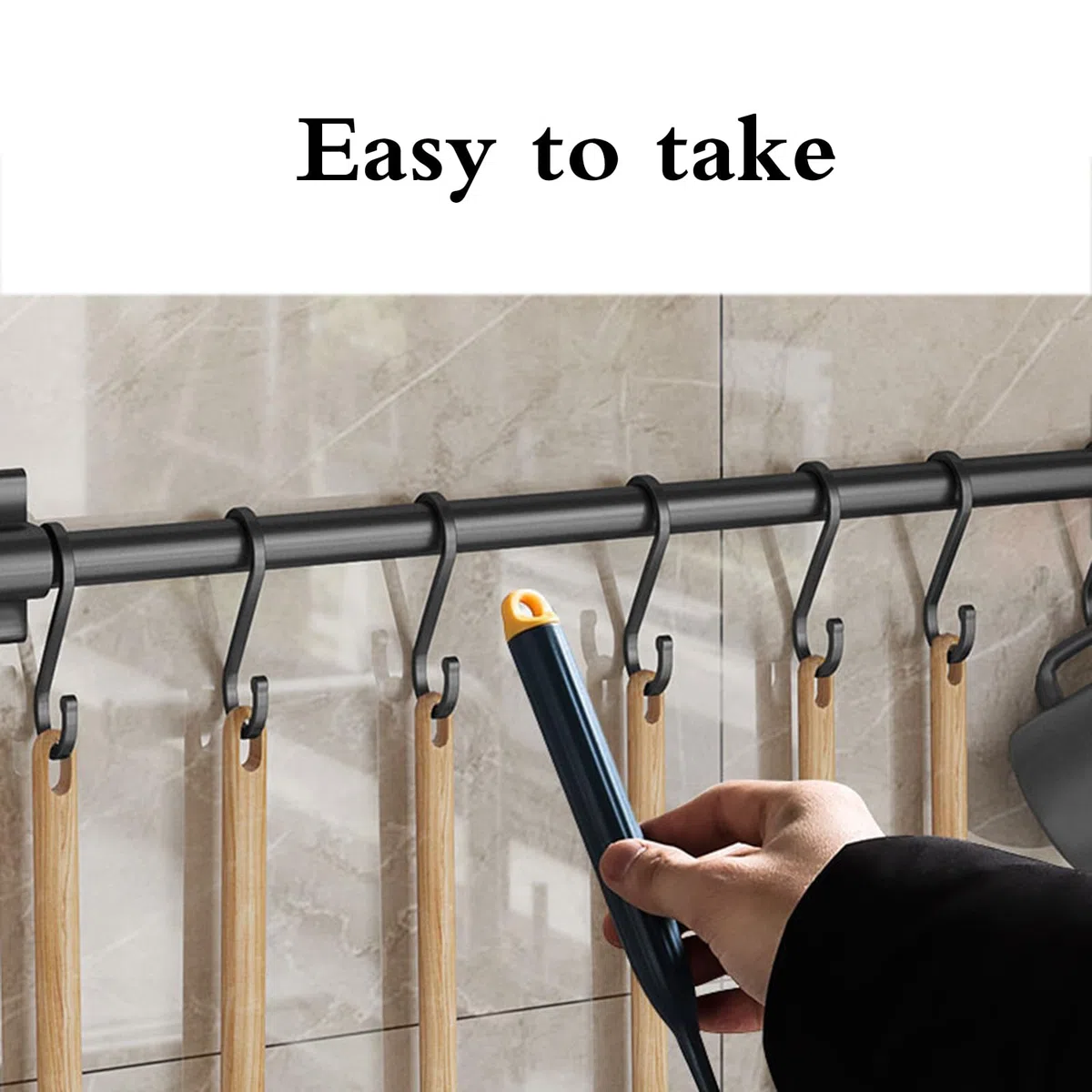 Barra Portautensili Cucina,Barra Portautensili Cucina Adesiva,Barra Appendi Utensili da Cucina,Gancio da Parete Mobile,Salvaspazio,Multiuso,per Gadget Bagno da Cucina,Padelle