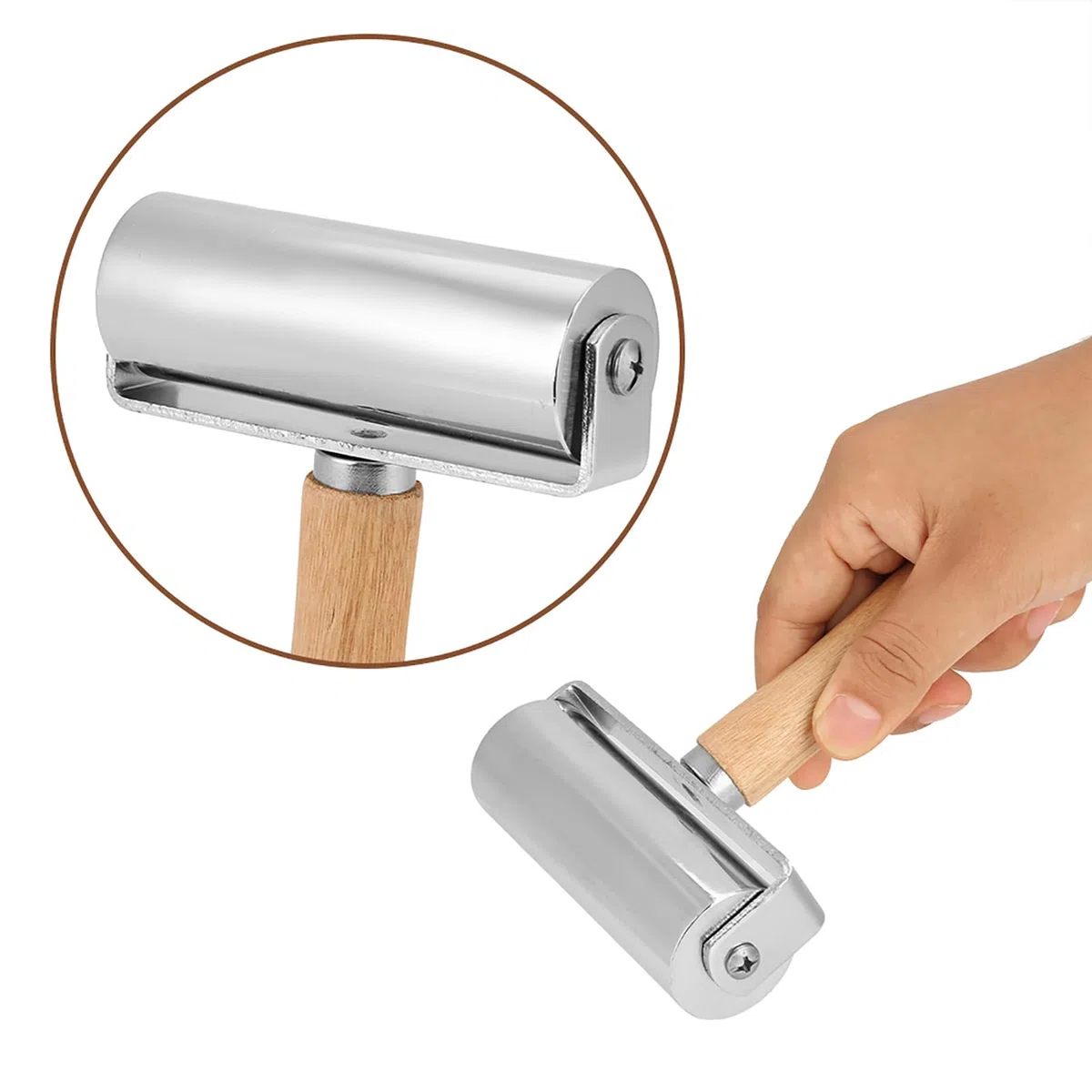 Rullo Per Pelle, Rullo Per Bordi Pressa in Pelle con Manico in Legno Rullo Per Artigianato in Pelle Rullo Per Laminazione Artigianale in Pelle Rullo Per Cucitura Per Artigianato (100mm)