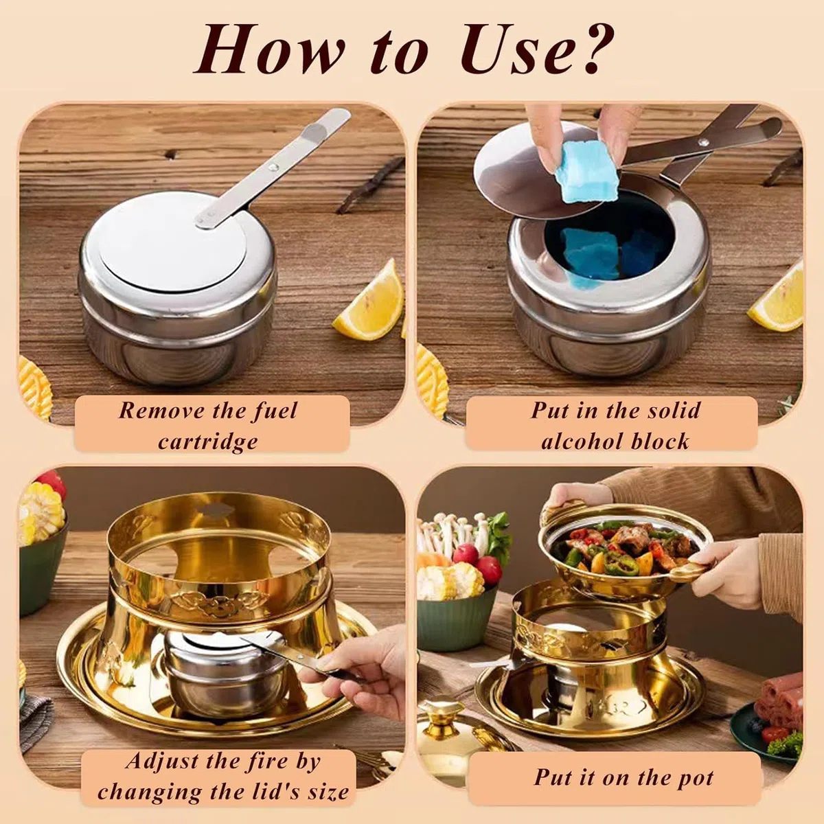 12 Pezzi Contenitore per Pasta Combustibile per Fonduta, Scaldavivande per Chafing Dish in Acciaio Inox, con Regolatore di Fiamma Fuel Holder, Cucina ad Alcool per Hotpot, Drypot